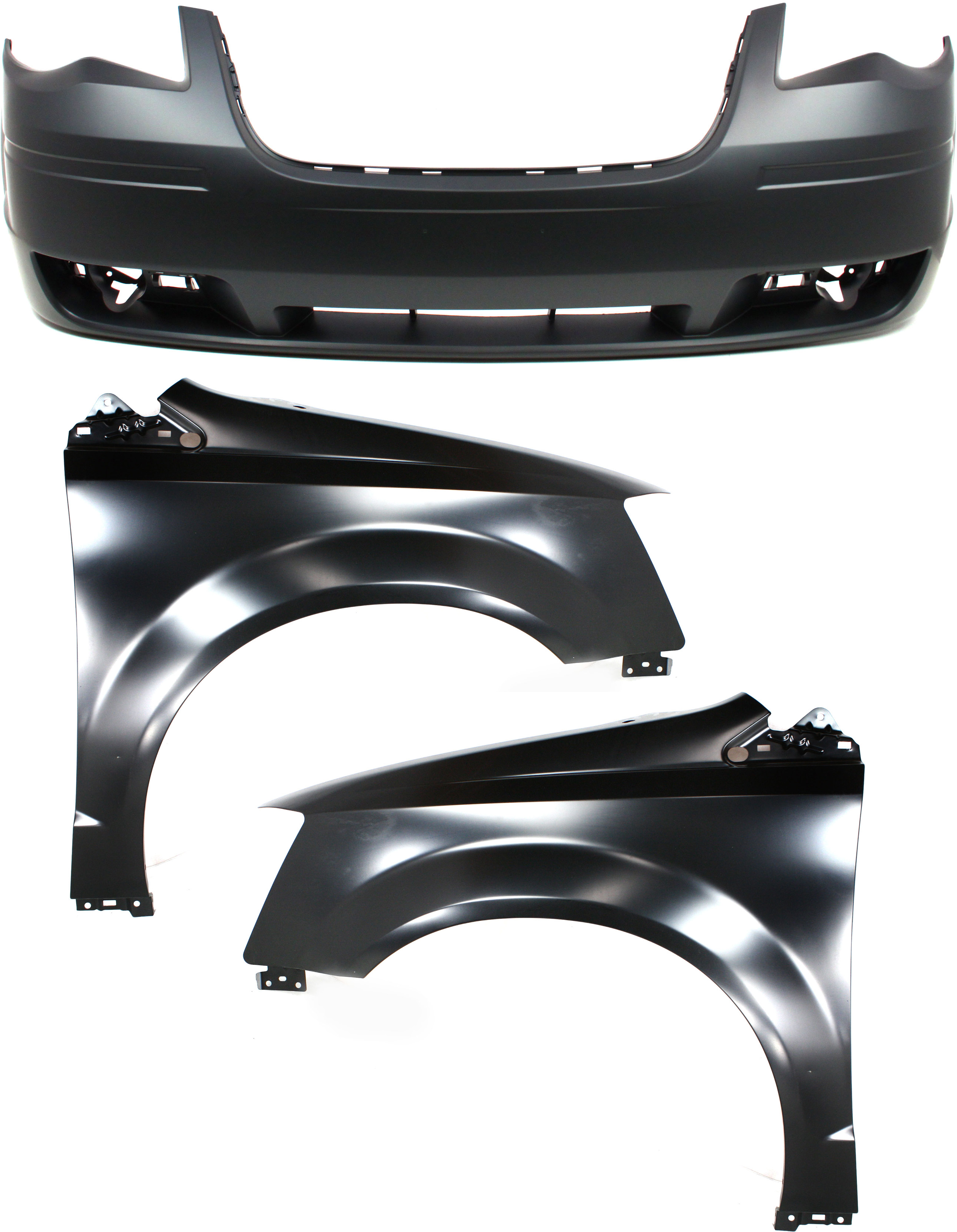 AM TOWN COUNTRY 08-10 FRONT BUMPER COVER 3 pc Kit with Fenders CAPA SKU KIT 112617-249 Partslink CH1000927C CH1240262C CH1241262C OEM 1BG23TZZAB 68029128AB 68029129