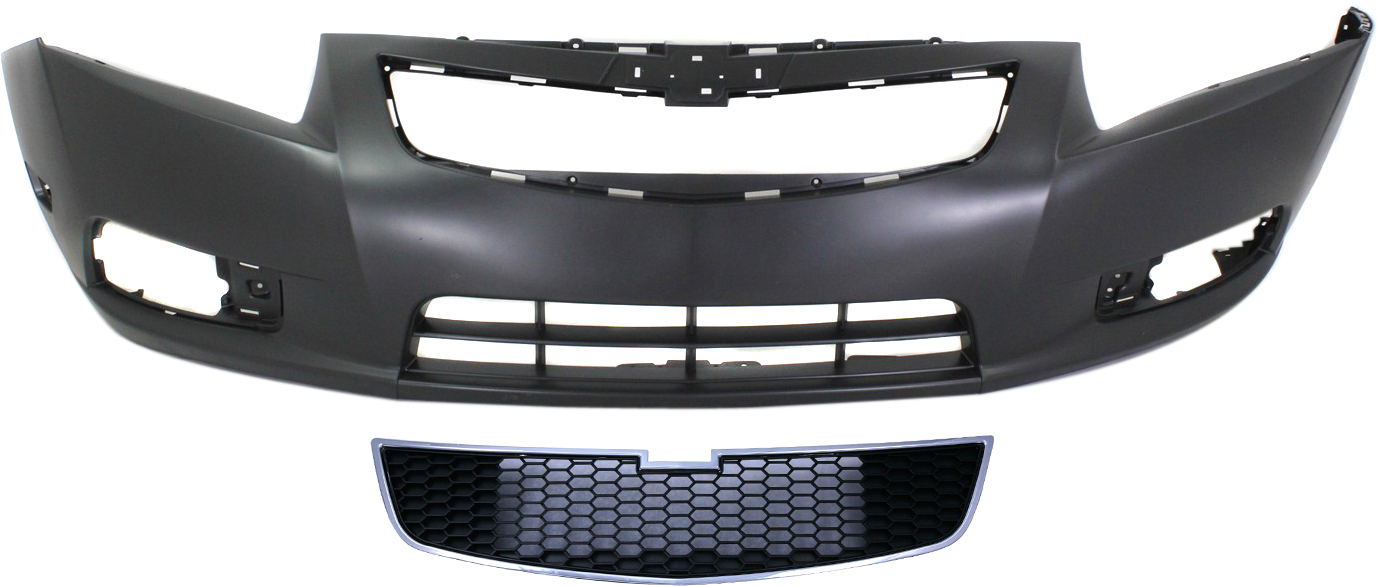 AM CRUZE 11-14 FRONT BUMPER COVER 2 pc Kit with Bumper Grille SKU KIT 112617-24 Partslink GM1000924 GM1200624 OEM 95217520-95225615