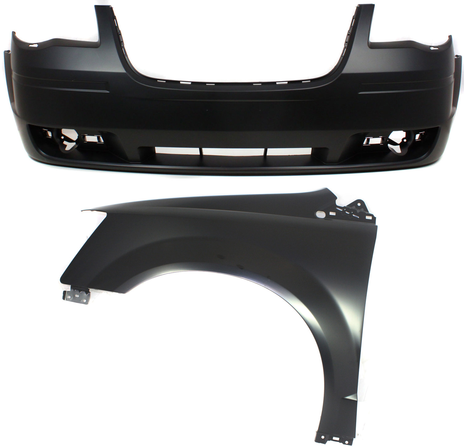 AM TOWN COUNTRY 08-10 FRONT BUMPER COVER Primed 2 pc Kit with Fender CAPA SKU KIT 112617-258 Partslink CH1000928C CH1240262C OEM 1KG11TZZAC 68029129AB