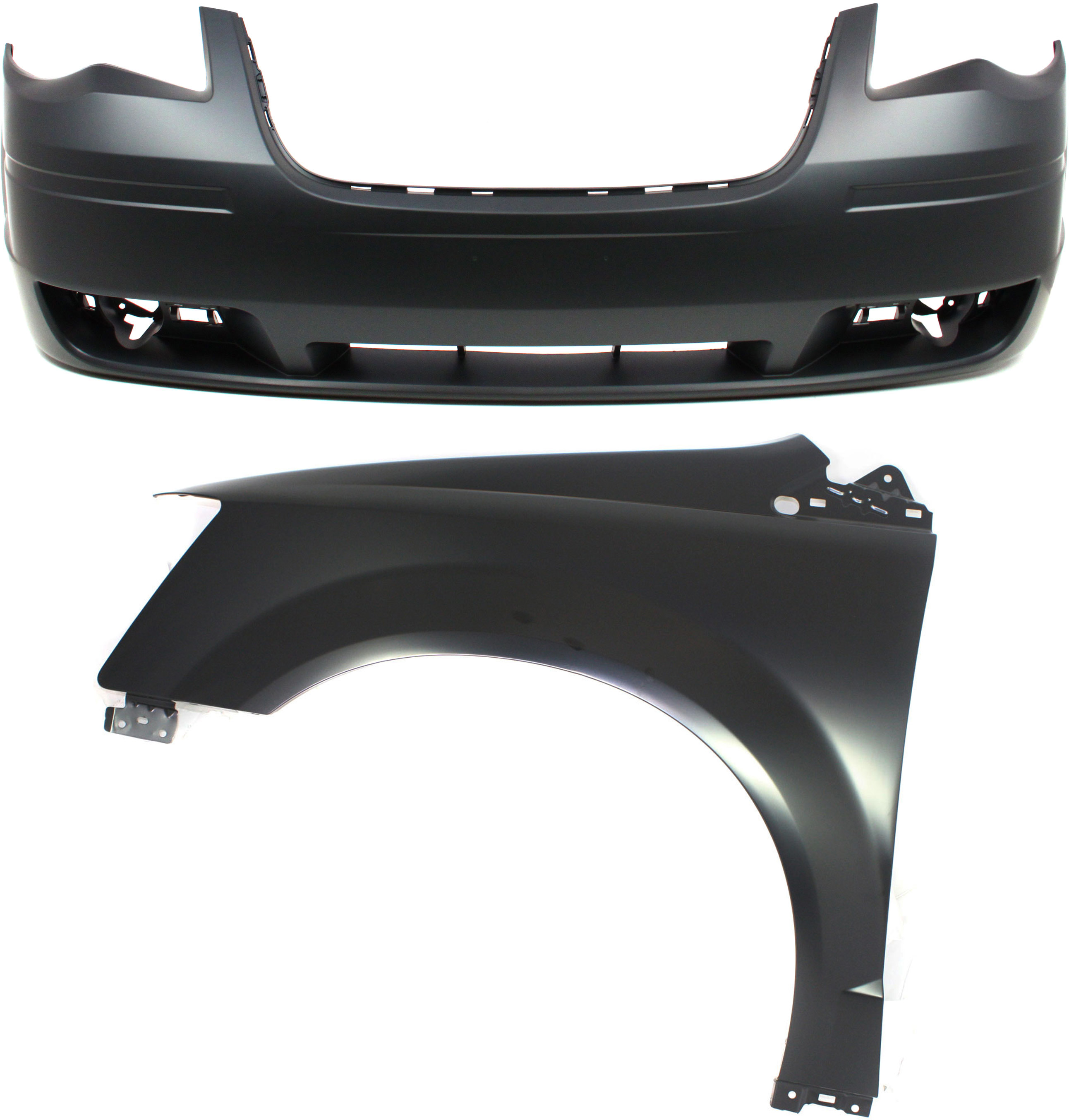 AM TOWN COUNTRY 08-10 FRONT BUMPER COVER 2 pc Kit with Fender CAPA SKU KIT 112617-259 Partslink CH1000927C CH1240262C OEM 1BG23TZZAB 68029129AB