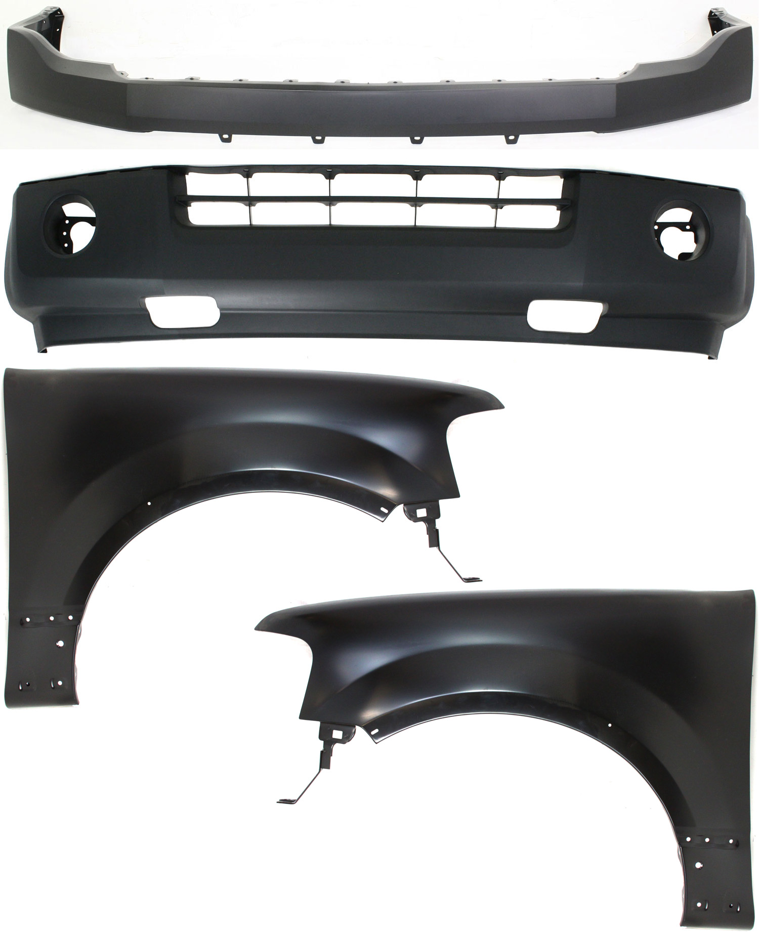 AM EXPEDITION 07-14 FRONT BUMPER COVER 4 pc Kit with Fenders SKU KIT 112617-331 Partslink FO1000631 FO1014104 FO1240254 FO1241254 OEM 7L1Z17D957AA 7L1Z17D957BPTM FL