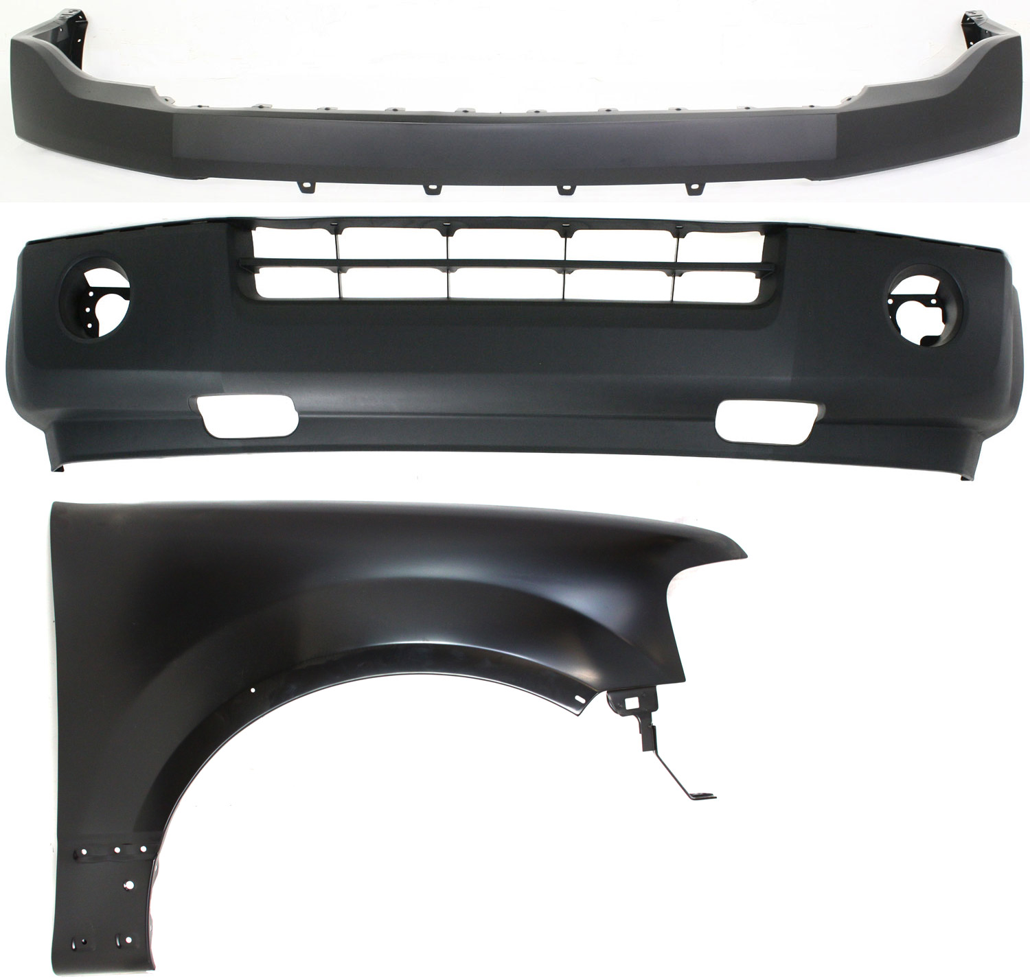 AM EXPEDITION 07-14 FRONT BUMPER COVER 3 pc Kit with Fender SKU KIT 112617-335 Partslink FO1000631 FO1014104 FO1241254 OEM 7L1Z17D957AA 7L1Z17D957BPTM FL