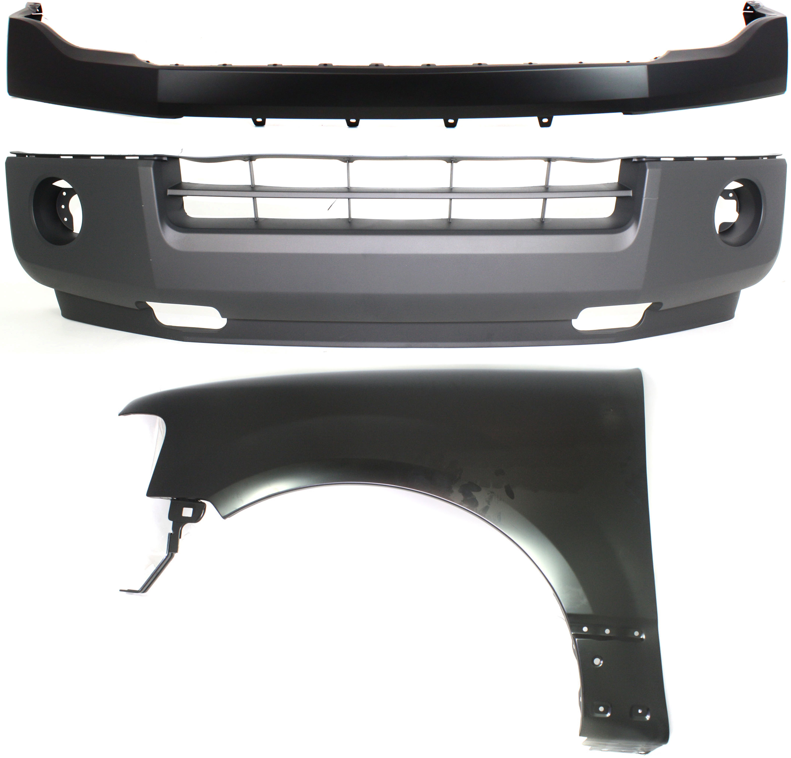 AM EXPEDITION 07-14 FRONT BUMPER COVER 3 pc Kit with Fender CAPA SKU KIT 112617-352 Partslink FO1000631C FO1014103C FO1240255C OEM 7L1Z17D957AA 7L1Z17D957APTM FL