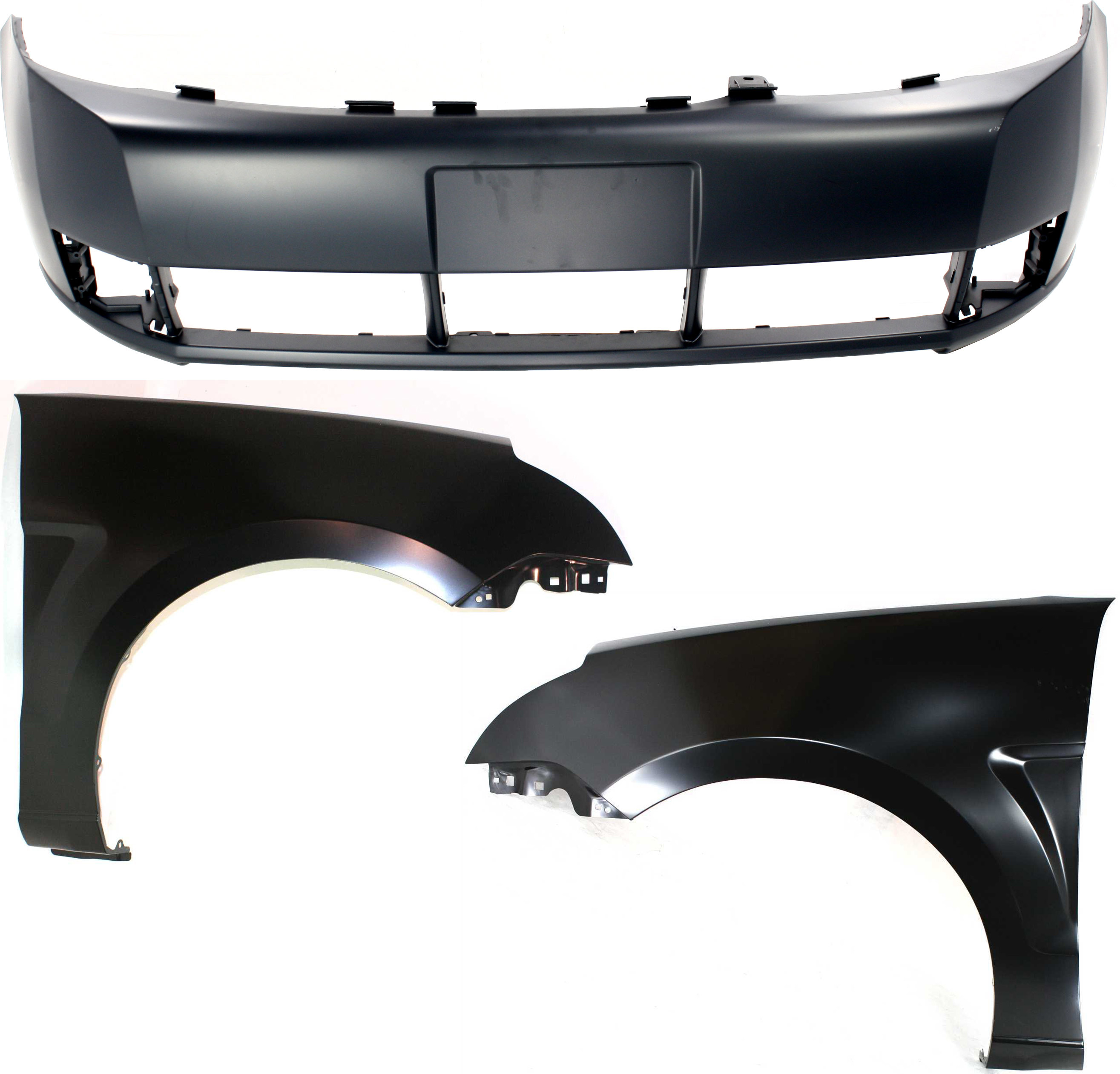 AM FOCUS 08-11 FRONT BUMPER COVER 3 pc Kit with Fender RH and LH SKU KIT 112617-406 Partslink FO1000634 FO1240267 FO1241267 OEM 8S4Z17D957APTM 8S4Z16006A 8S4Z