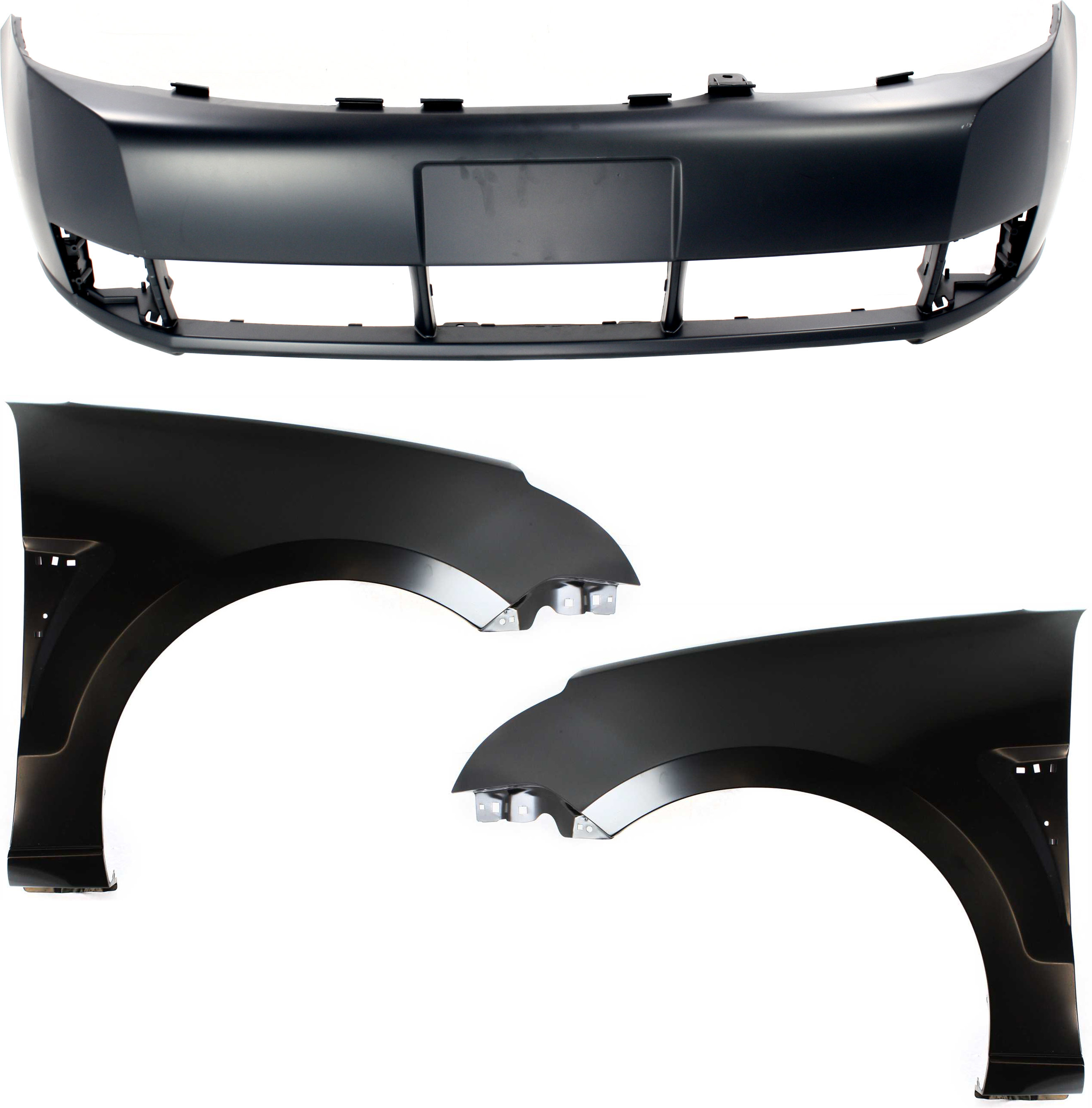 AM FOCUS 08-11 FRONT BUMPER COVER 3 pc Kit with Fender RH and LH SKU KIT 112617-409 Partslink FO1000634 FO1240266 FO1241266 OEM 8S4Z17D957APTM 8S4Z16006B 8S4Z