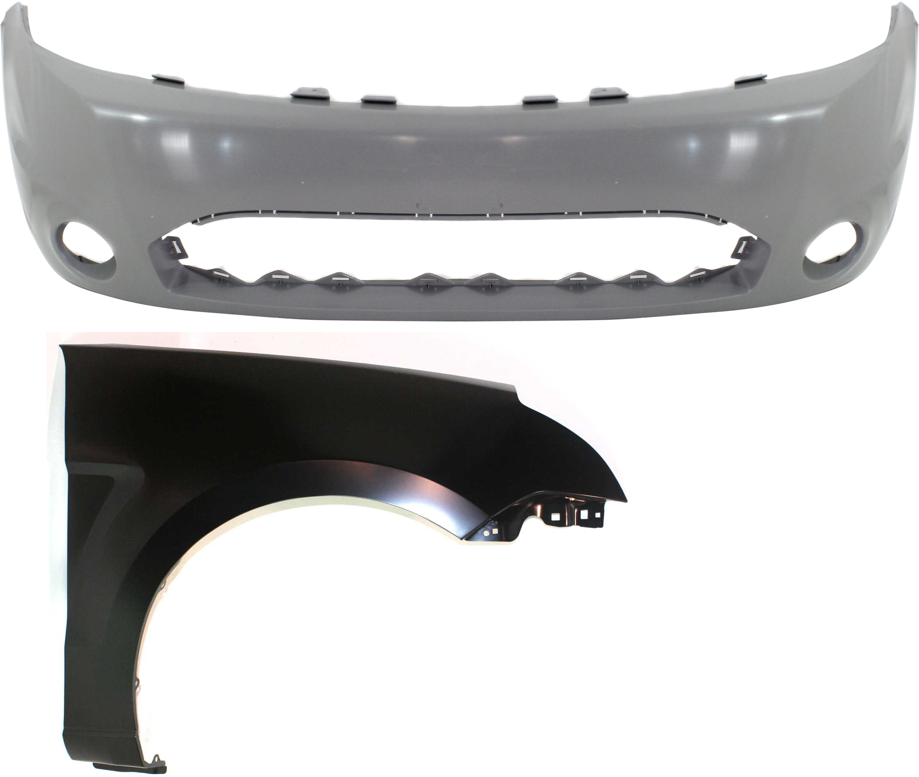 AM FOCUS 09-11 FRONT BUMPER COVER 2 pc Kit with Fender RH SKU KIT 112617-412 Partslink FO1000641 FO1241267 OEM 9S4Z17D957BAPTM 8S4Z16005A
