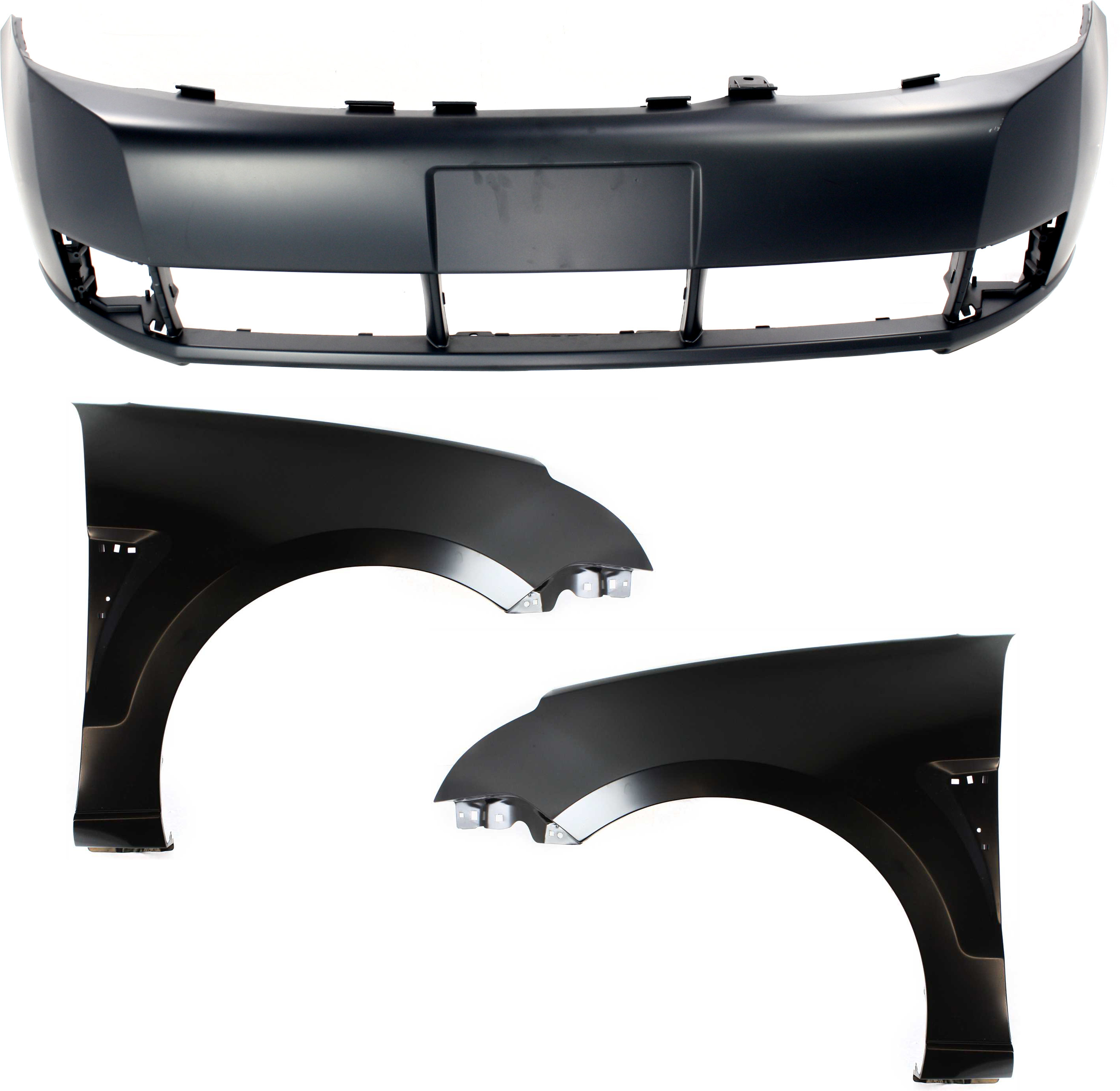 AM FOCUS 08-11 FRONT BUMPER COVER 3 pc kit with Fenders CAPA SKU KIT 112617-424 Partslink FO1000634C FO1240266C FO1241266C OEM 8S4Z16005B 8S4Z16006B 8S4Z17D9