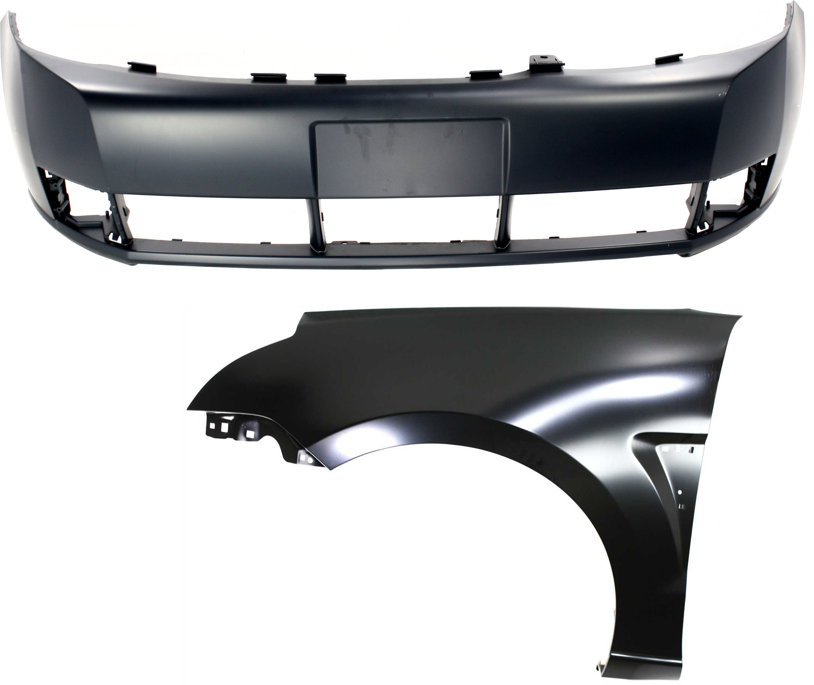 AM FOCUS 08-11 FRONT BUMPER COVER 2 pc Kit with Fender CAPA SKU KIT 112617-436 Partslink FO1000634C FO1240266C OEM 8S4Z16006B 8S4Z17D957APTM
