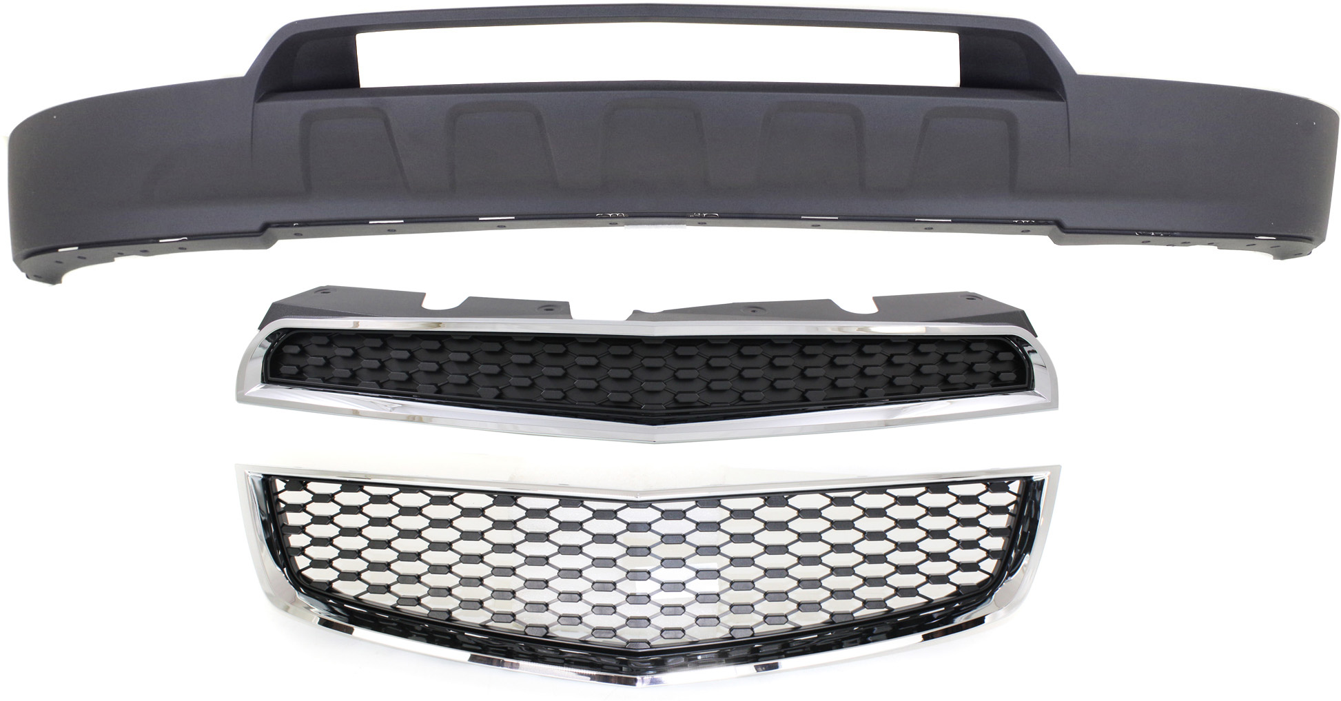 AM EQUINOX 12-15 FRONT BUMPER COVER Lower 3 pc Kit with Bumper Grille and Grille CAPA SKU KIT 112617-43 Partslink GM1015111C GM1200621C GM1200676C OEM 20849307-20882352-25798747