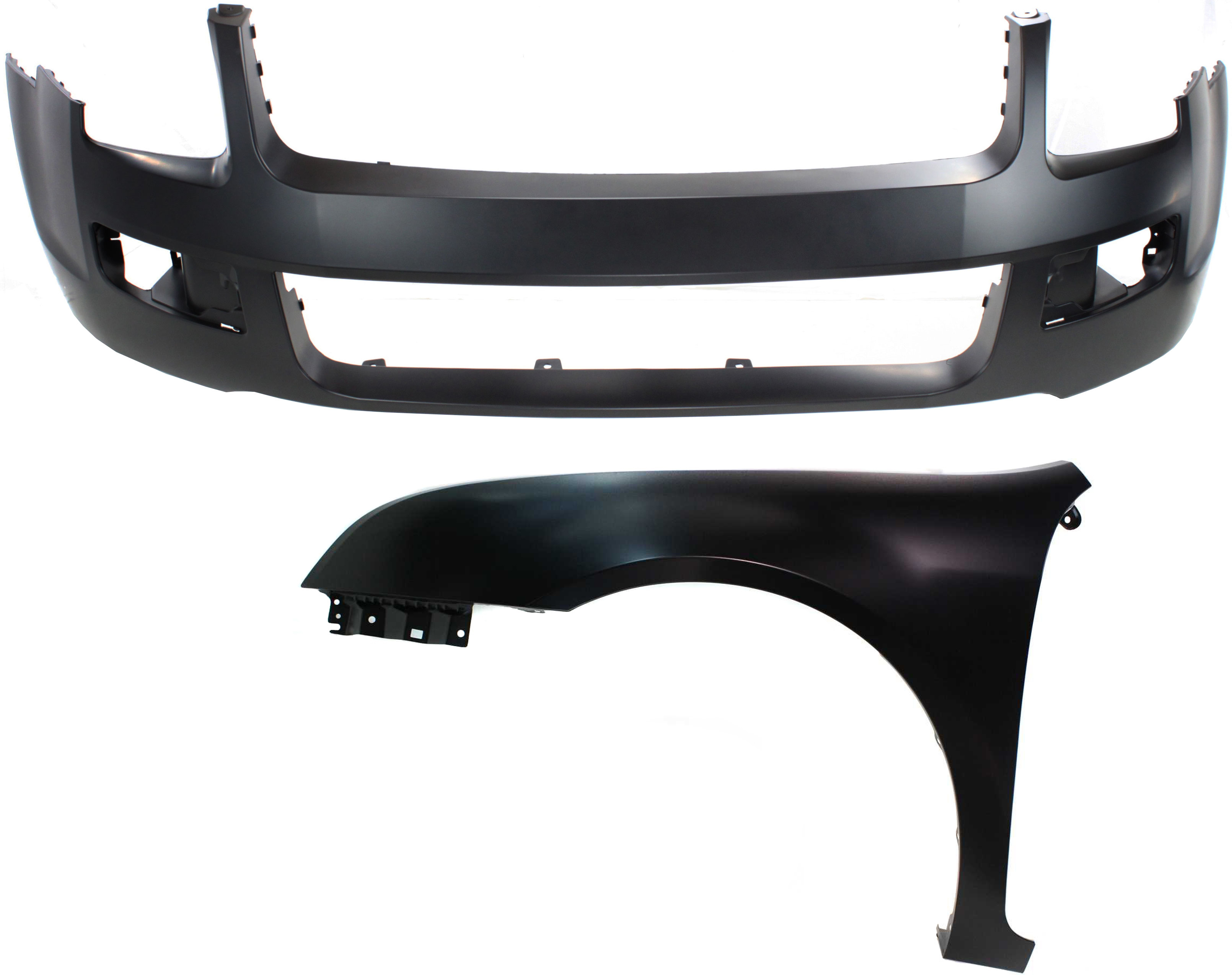 AM FUSION 06-09 FRONT BUMPER COVER Primed 2 pc Kit with Fender SKU KIT 112617-441 Partslink FO1000596 FO1240251 OEM 6E5Z17D957CAPTM 6E5Z16006AA