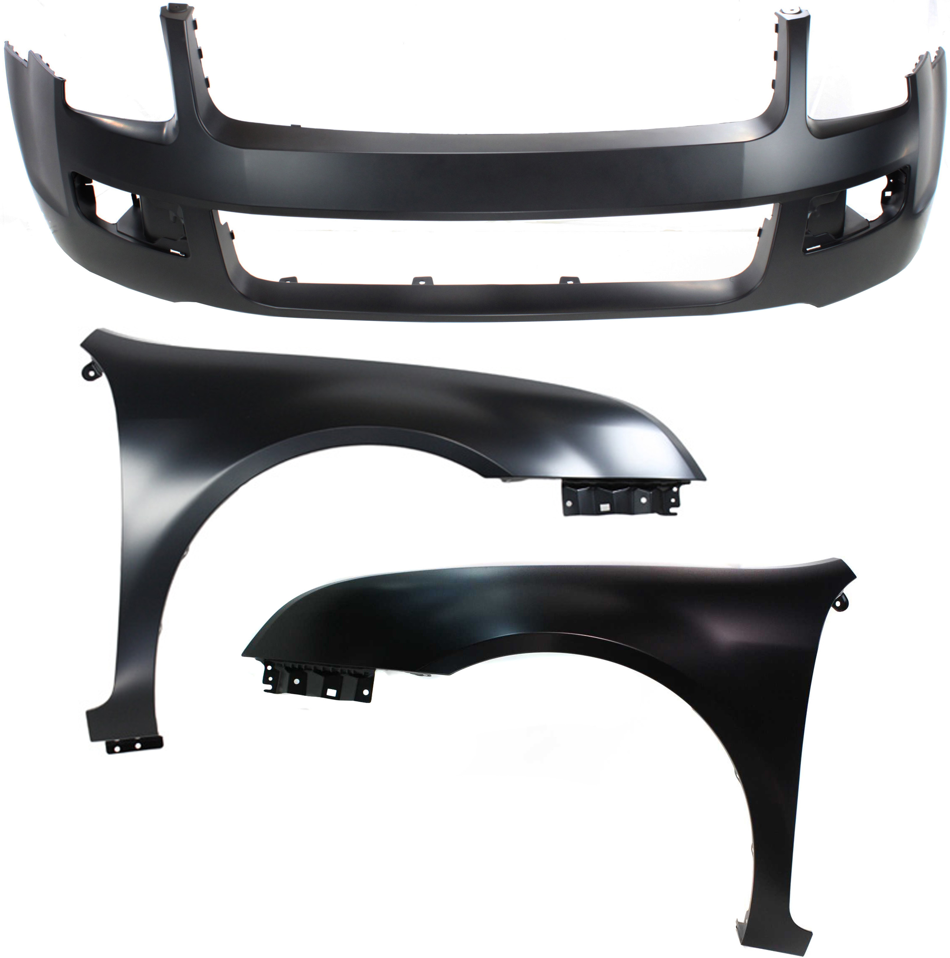 AM FUSION 06-09 FRONT BUMPER COVER 3 pc Kit with Fenders CAPA SKU KIT 112617-454 Partslink FO1000596C FO1240251C FO1241251C OEM 6E5Z16005AA 6E5Z16006AA 6E5Z17