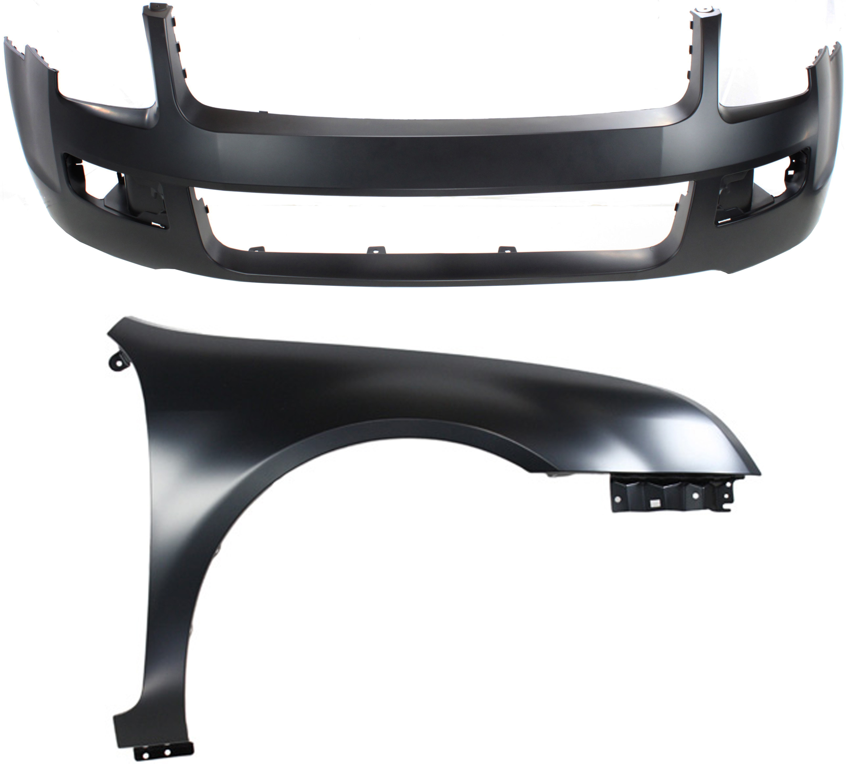 AM FUSION 06-09 FRONT BUMPER COVER Primed 2 pc Kit with Fender CAPA SKU KIT 112617-455 Partslink FO1000596C FO1241251C OEM 6E5Z16005AA 6E5Z17D957CAPTM