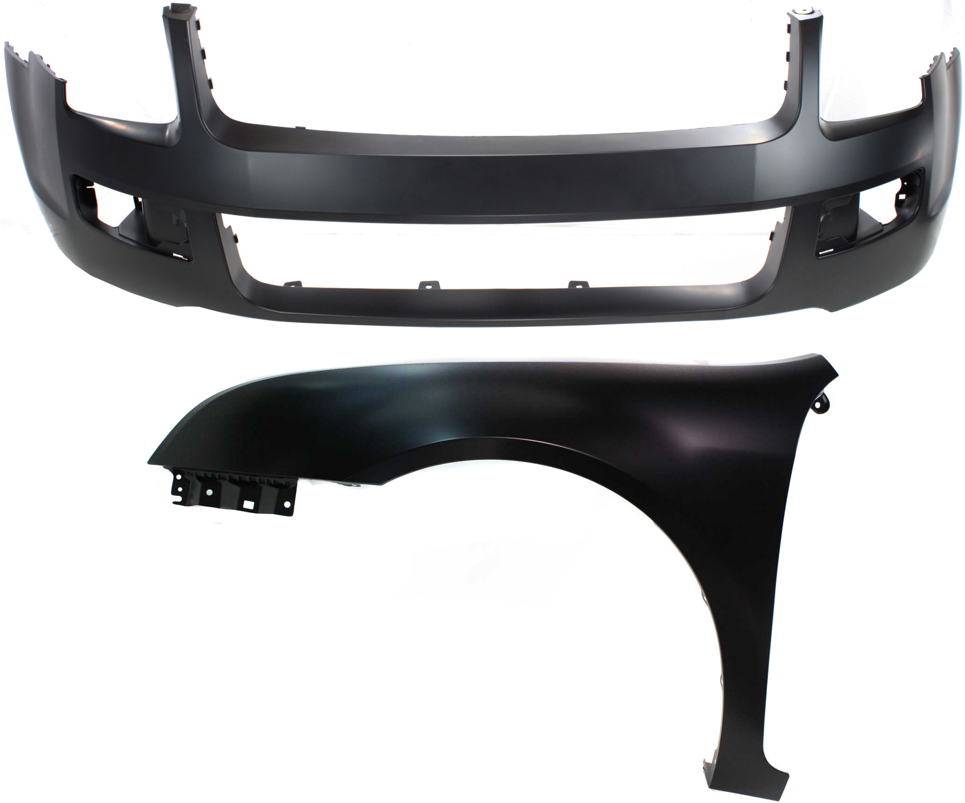 AM FUSION 06-09 FRONT BUMPER COVER Primed 2 pc Kit with Fender CAPA SKU KIT 112617-456 Partslink FO1000596C FO1240251C OEM 6E5Z16006AA 6E5Z17D957CAPTM