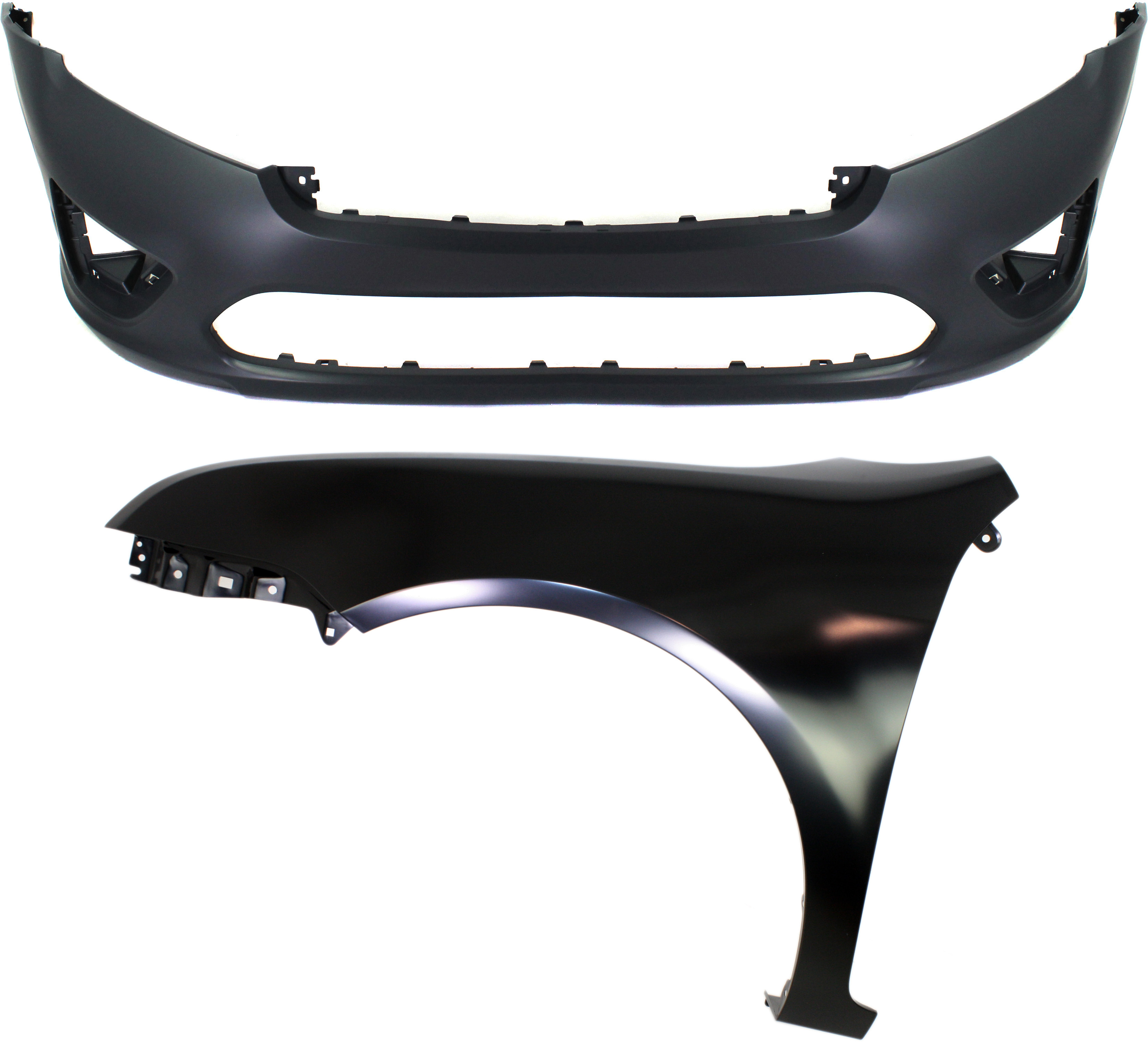 AM FUSION 10-12 FRONT BUMPER COVER 2 pc Kit Primed with Fender CAPA SKU KIT 112617-459 Partslink FO1000650C FO1240274C OEM AE5Z16006A AE5Z17D957BAPTM