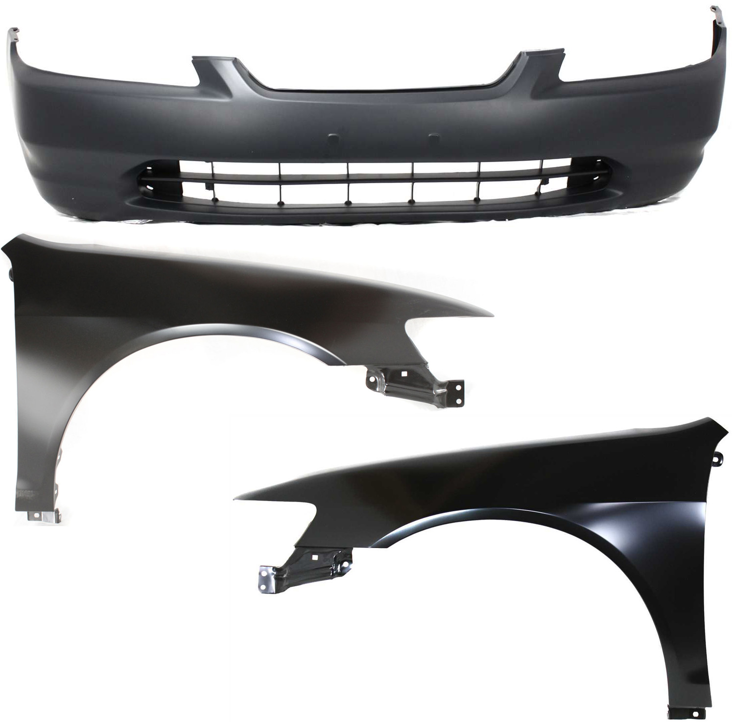 AM ACCORD 98-00 FRONT BUMPER COVER 3 pc Kit with Fender RH and LH SKU KIT 112617-490 Partslink HO1000179 HO1240152 HO1241152 OEM 04711S82A90ZZ 60261S82A90ZZ 60