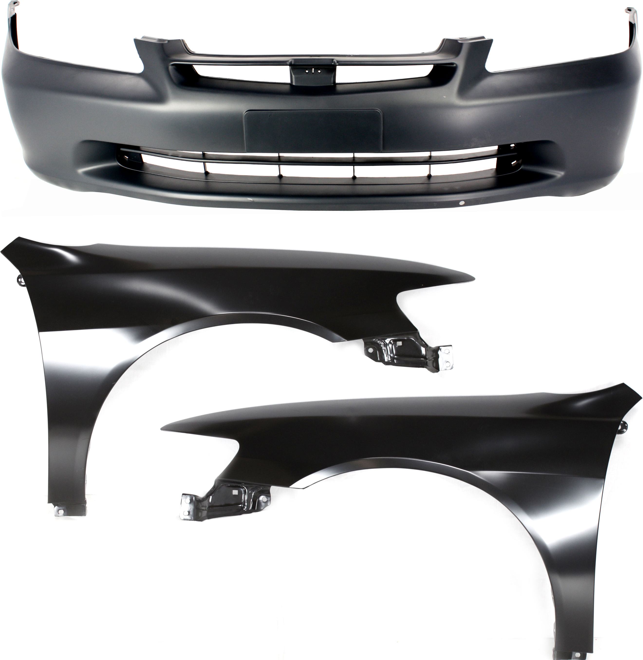 AM ACCORD 98-00 FRONT BUMPER COVER 3 pc Kit with Front Fender RH and LH SKU KIT 112617-492 Partslink HO1000178 HO1240147 HO1241147 OEM 04711S84A90ZZ 60261S84A90ZZ 60