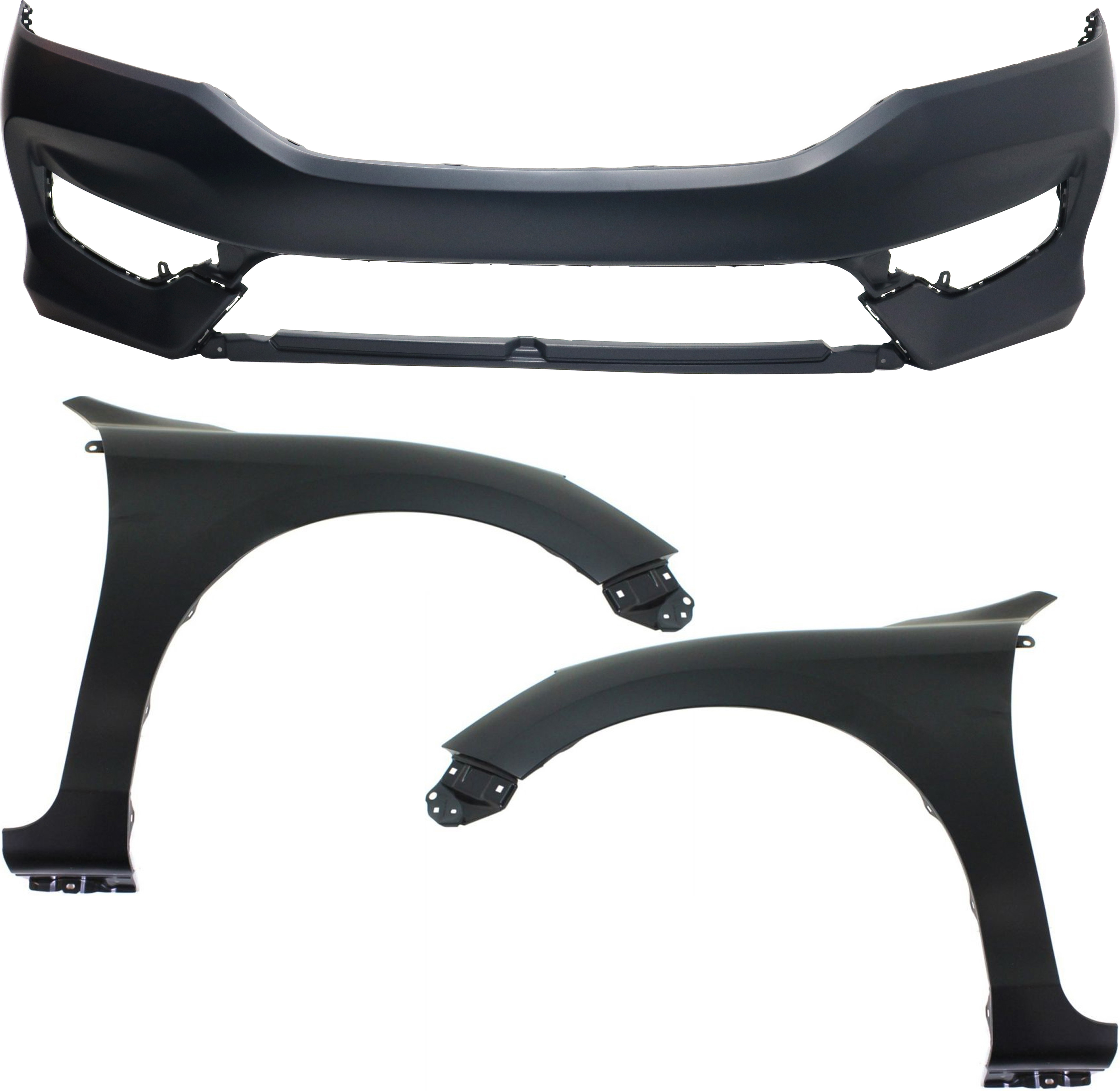 AM ACCORD 16-17 FRONT BUMPER COVER 3 pc Kit with Fender RH and LH SKU KIT 112617-497 Partslink HO1000302 HO1240185 HO1241185 OEM 71101T2FA50ZZ 60261T2FA90ZZ 60
