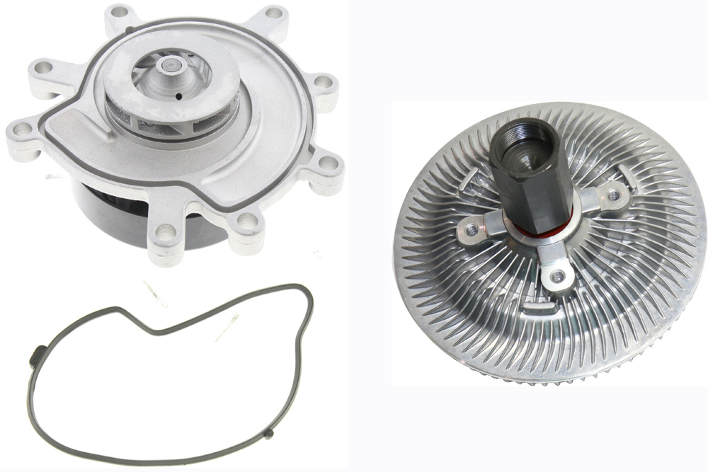 AM RAM 1500-02-06 WATER PUMP 2 pc kit w Fan Clutch SKU KIT 112918-23 OEM 20434-39240-43163-43263-58