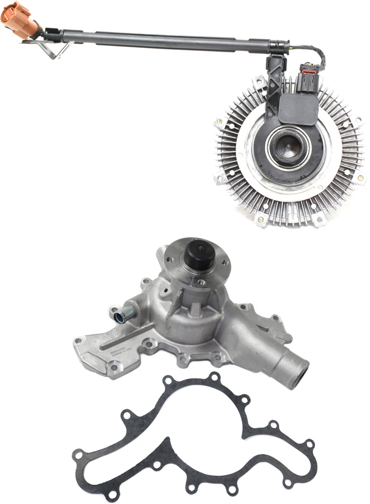 AM MOUNTAINEER EXPLORER 06-10 WATER PUMP 2 pc kit w Fan Clutch SKU KIT 112918-27 OEM 20227-39166-42108-43279-58543