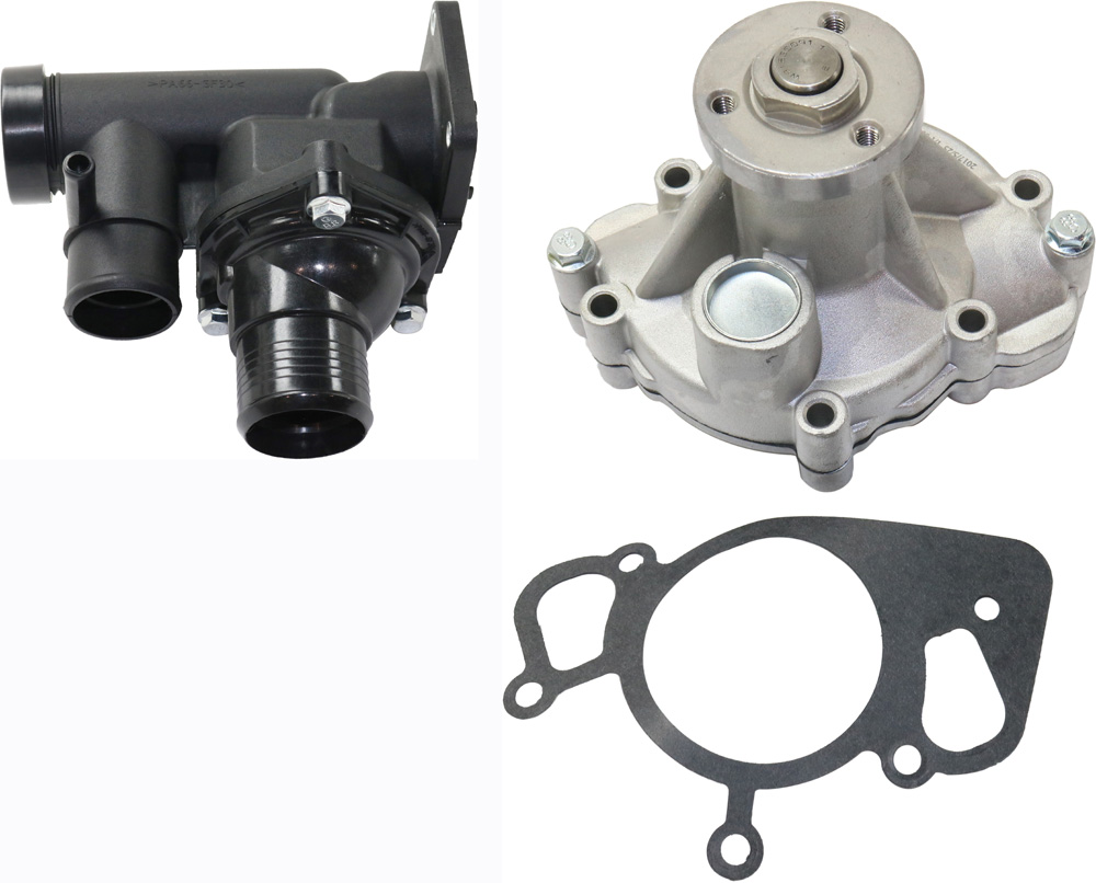 AM LS 00-02 VANDEN PLAS 01-05 WATER PUMP 2 pc kit with Thermostat Housing SKU KIT 112918-33 OEM 12124-19354-20240-43503-58