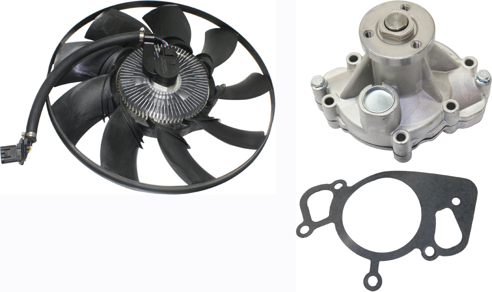 AM LR3-05-09 RANGE ROVER 06-09 WATER PUMP 2 pc kit with Fan Clutch SKU KIT 112918-41 OEM 12124-19354-20240-43503-58