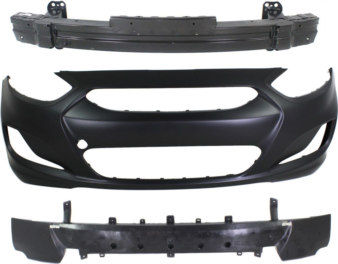 AM ACCENT 12-14 FRONT BUMPER COVER 3 pc Kit with Bumper Absorber and Bumper Reinforcement SKU KIT 11316-05 Partslink HY1000188 HY1070131 HY1006136 OEM 865111R000-865801R000-865301R3