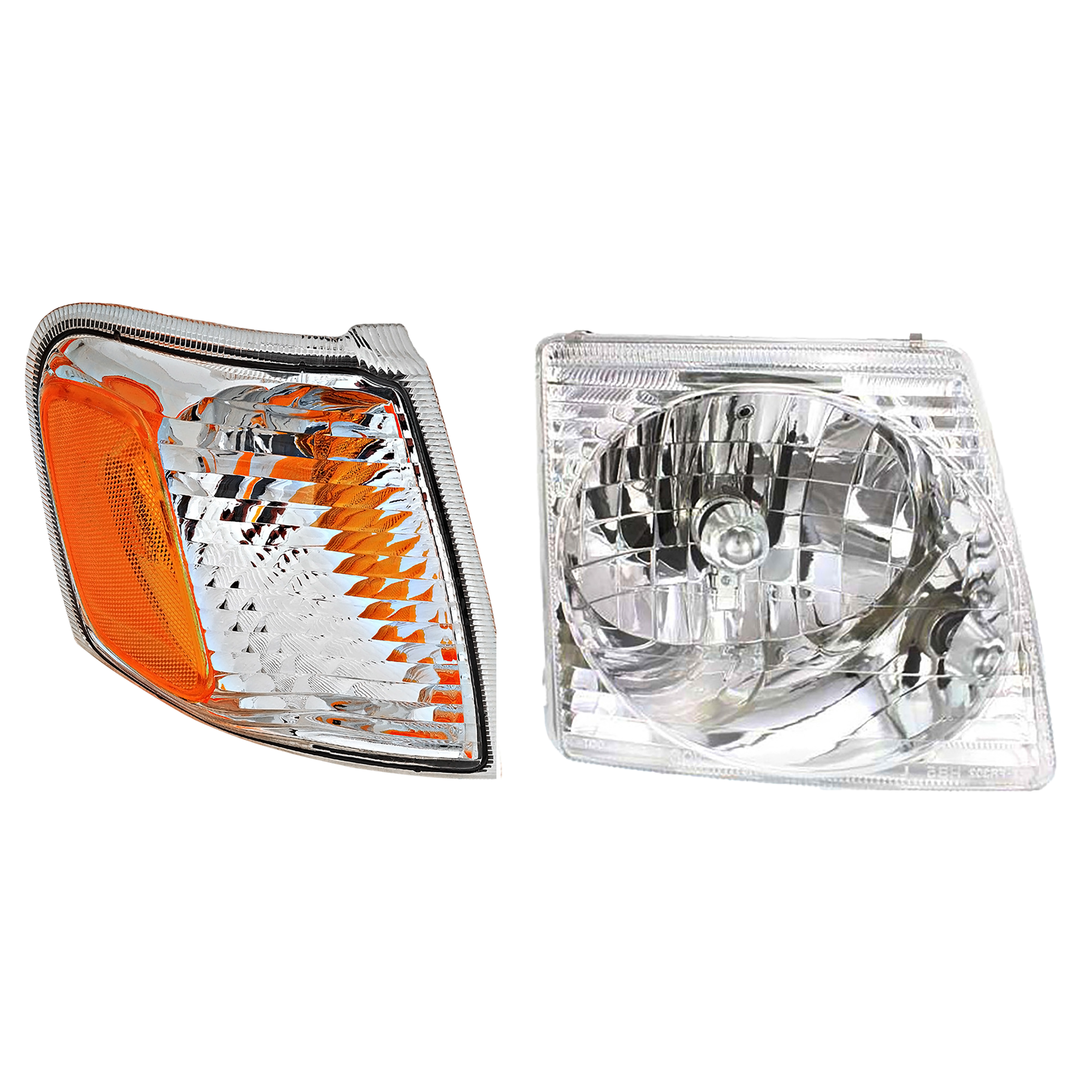 AM EXPLORER SPORT 01-03 EXPLORER SPORT TRAC 01-05 HEAD LAMP RH Assembly Halogen 2 pc Kit with Corner Light SKU KIT 120317-05 Partslink FO2503170 FO2521164 OEM 1L5Z13008AA 1L5Z13200AA