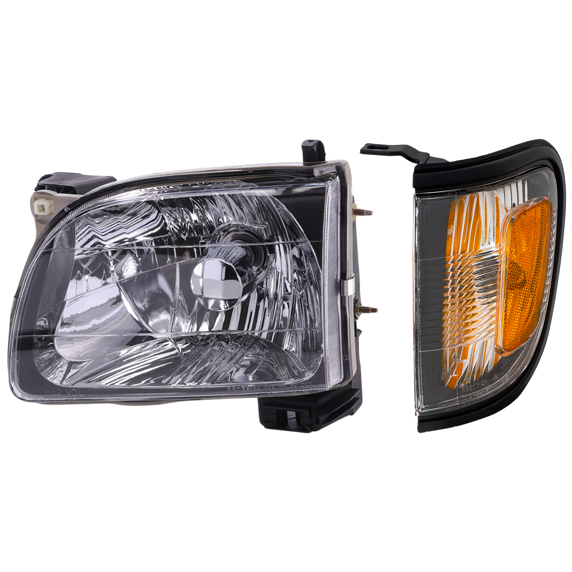 AM TACOMA 01-04 HEAD LAMP LH Assembly Halogen 2 pc Kit with Corner Light SKU KIT 120317-10 Partslink TO2502136 TO2520163 OEM 8115004110-8162004090C0