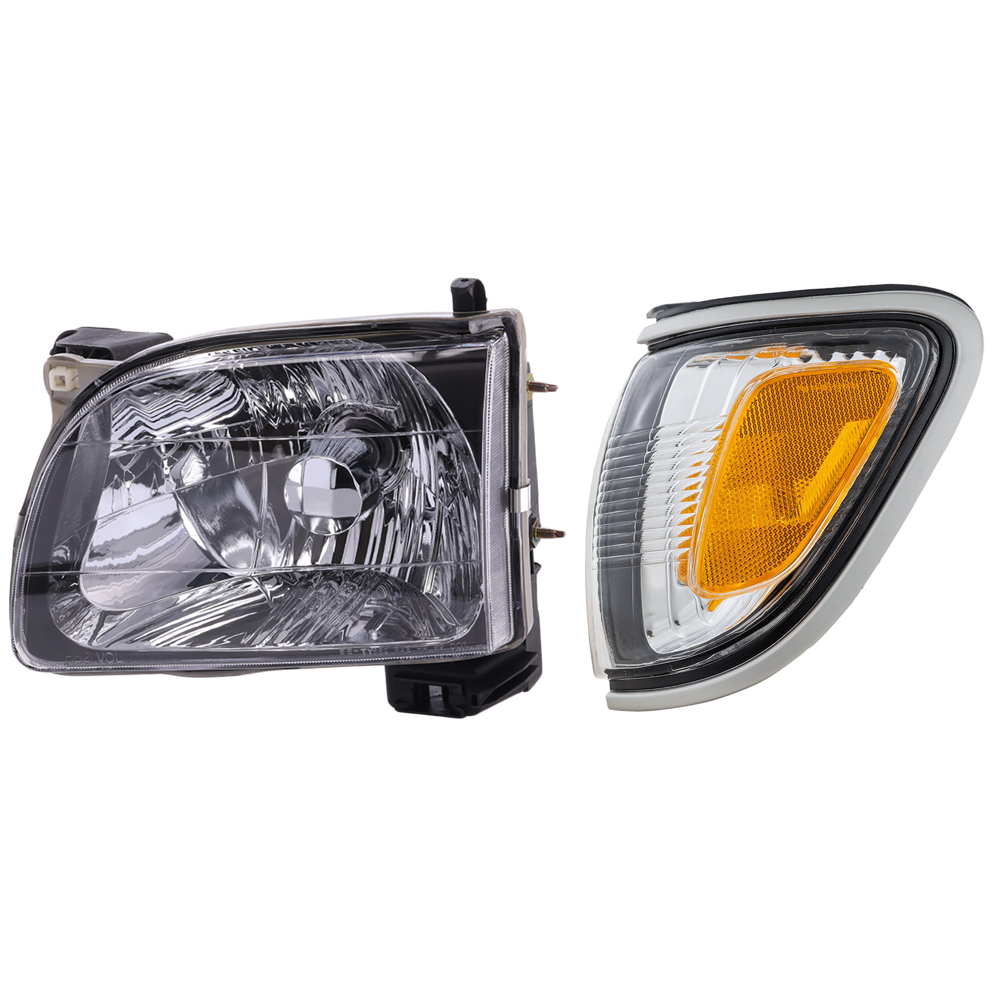 AM TACOMA 01-04 HEAD LAMP LH Assembly Halogen 2 pc Kit with Corner Light SKU KIT 120317-11 Partslink TO2502136 TO2520162 OEM 8115004110-8162004090B0