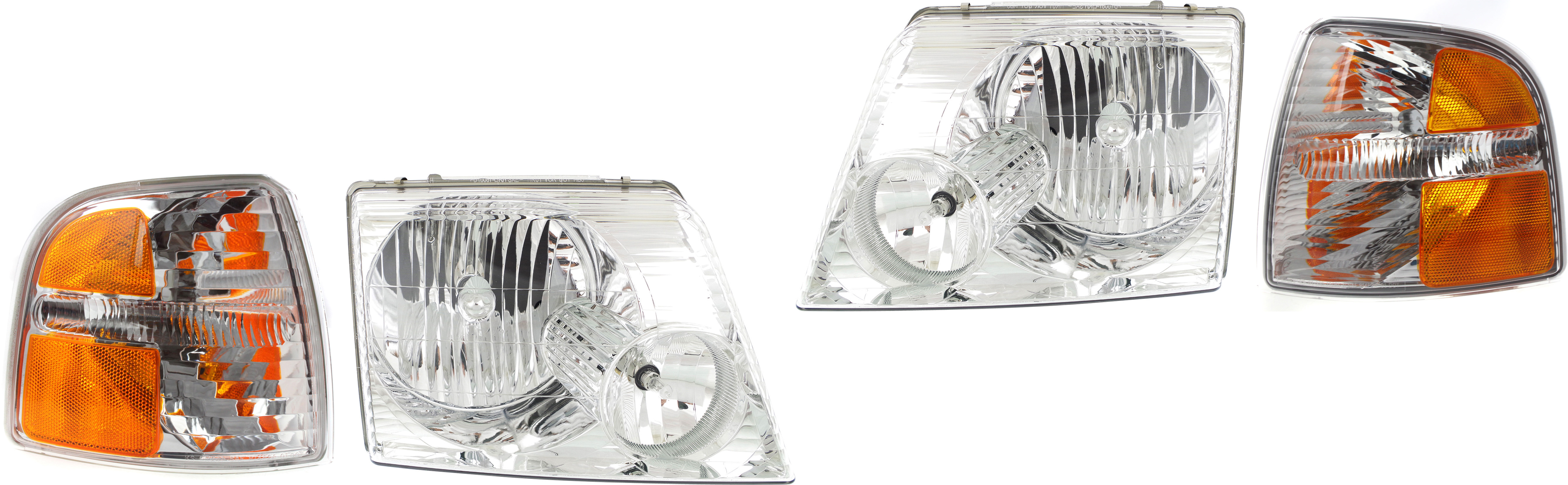 AM EXPLORER 04-05 HEAD LAMP RH AND LH Assembly Halogen 4 pc Kit with Corner Lights SKU KIT 120317-15 Partslink FO2503176 FO2502176 FO2520181 FO2521181 OEM 1L2Z13008AA 1L2Z13008AB 4L2Z13