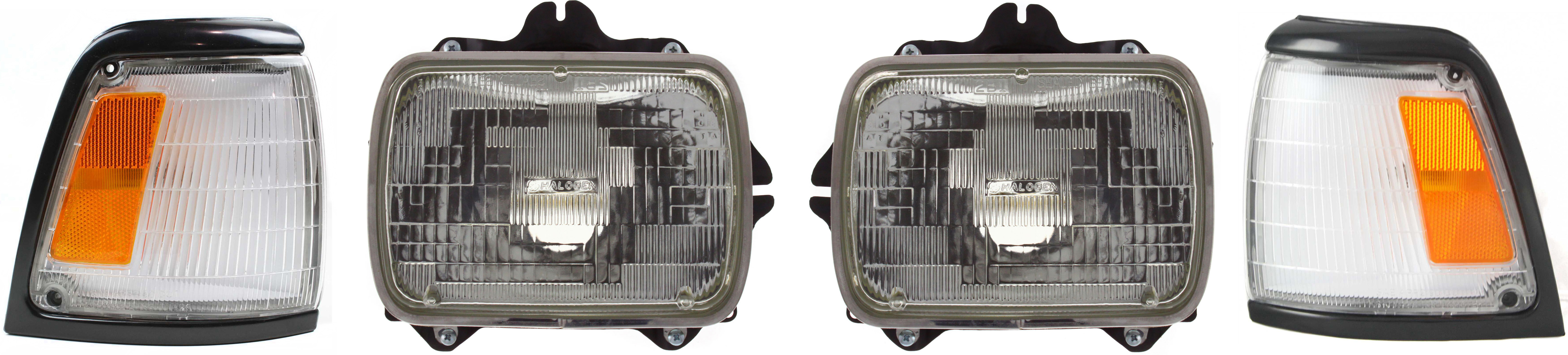 AM TOYOTA PICKUP 92-95 HEAD LAMP RH AND LH with Bulbs 4 pc Kit with Corner Lights SKU KIT 120317-23 Partslink TO2501117 TO2500113 TO2520125 TO2521127 OEM 8111089155-8111080367-81150891