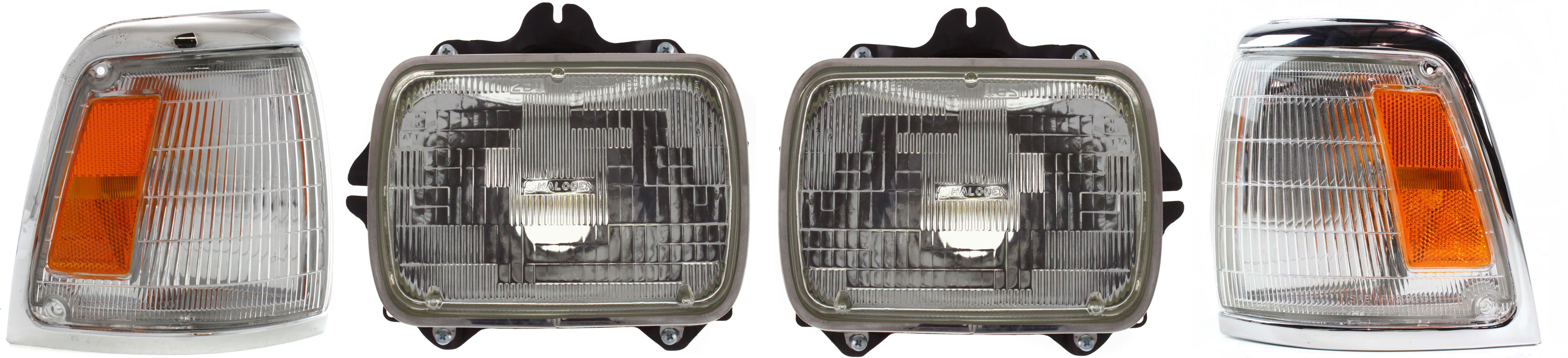 AM TOYOTA PICKUP 92-95 HEAD LAMP RH AND LH Assembly Halogen 4 pc Kit with Corner Lights SKU KIT 120317-24 Partslink TO2500113 TO2501117 TO2520127 TO2521129 OEM 8111089155-8111080367-81150891