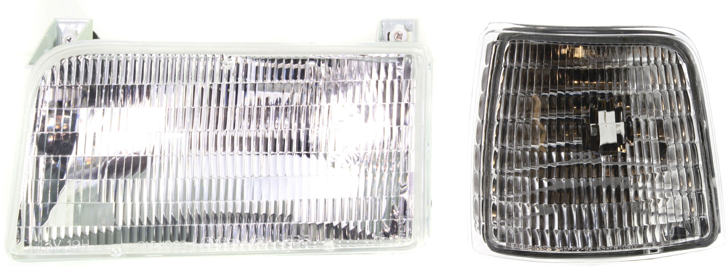 AM F SERIES 92-97 HEAD LAMP LH Assembly Halogen 2 pc Kit with Corner Light SKU KIT 120317-35 Partslink FO2502118 FO2550110 OEM F2TZ13008B F2TZ15A201D