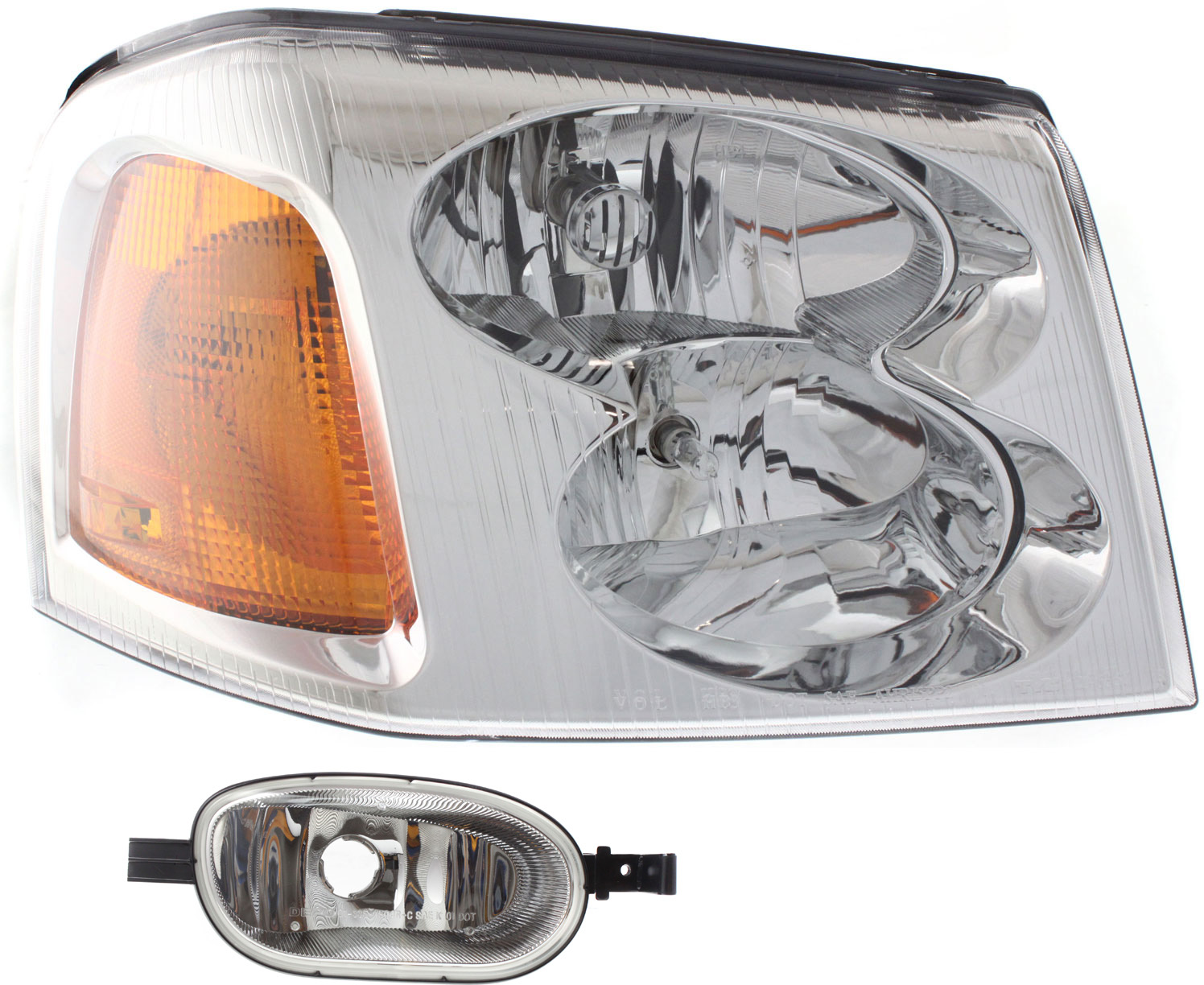 AM ENVOY 02-09 HEAD LAMP RH with Bulb 2 pc Kit with Corner Light SKU KIT 120317-44 Partslink GM2503220 GM2549101 OEM 15866070-15937714