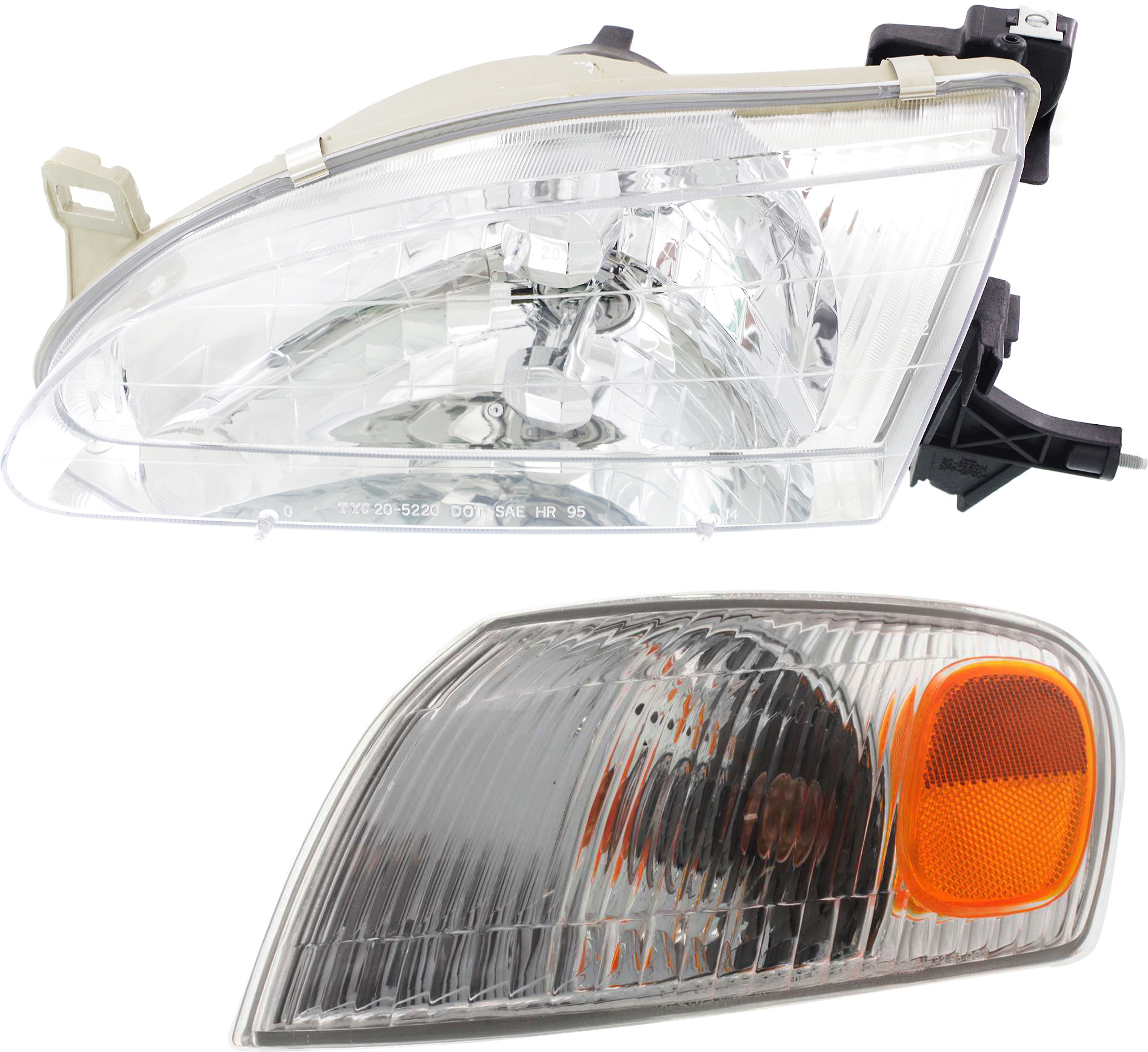 AM COROLLA 98-00 HEAD LAMP LH with Bulb 2 pc Kit with Corner Light SKU KIT 120317-49 Partslink TO2502121 TO2520150 OEM 8115002050-8152002040