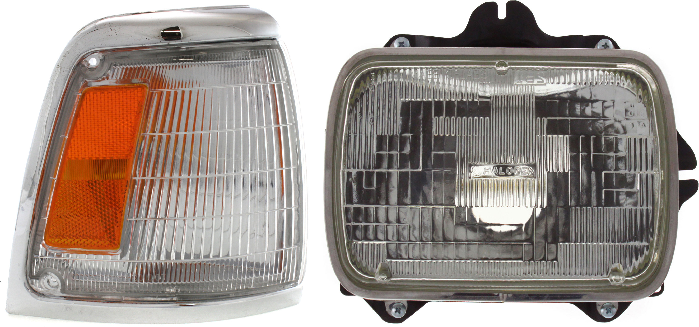 AM TOYOTA PICKUP 92-95 HEAD LAMP RH Assembly Halogen 2 pc Kit with Corner Light SKU KIT 120317-51 Partslink TO2501117 TO2521129 OEM 8111089155-8111080367-81610351