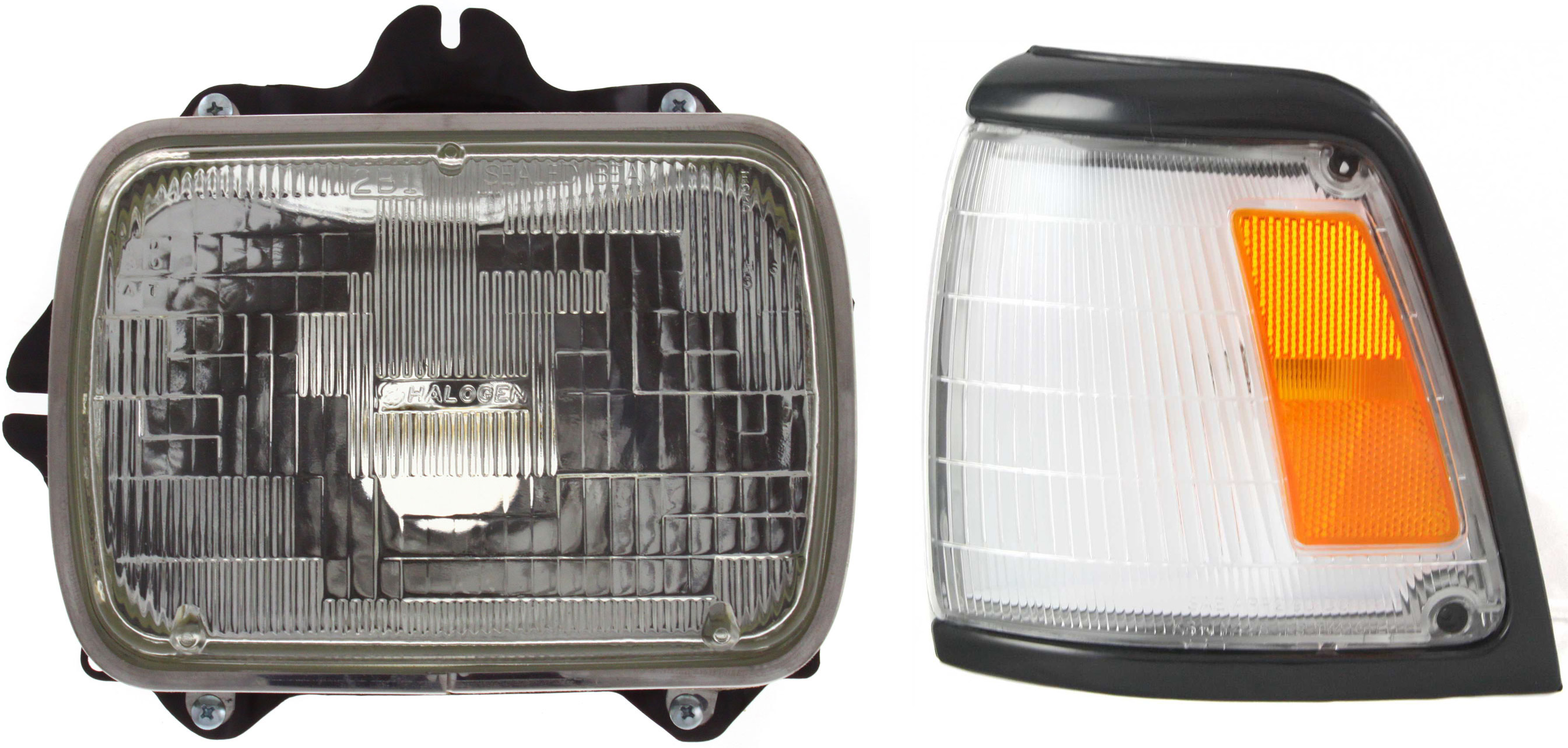 AM PICKUP 92-95 HEAD LAMP LH Assembly Halogen 2 pc Kit with Corner Light SKU KIT 120317-54 Partslink TO2500113 TO2520125 OEM 8115089155-8115080361-81620350