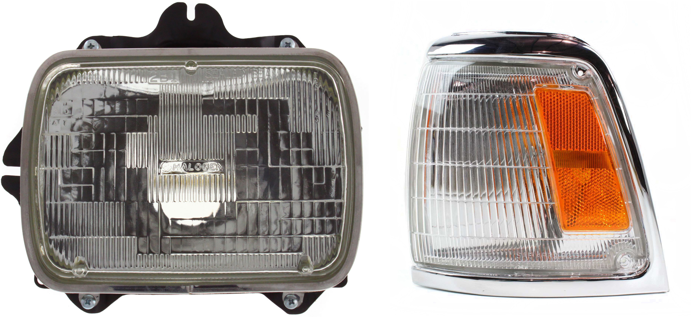 AM TOYOTA PICKUP 92-95 HEAD LAMP LH Assembly Halogen 2 pc Kit with Corner Light SKU KIT 120317-55 Partslink TO2500113 TO2520127 OEM 8115089155-8115080361-81620351