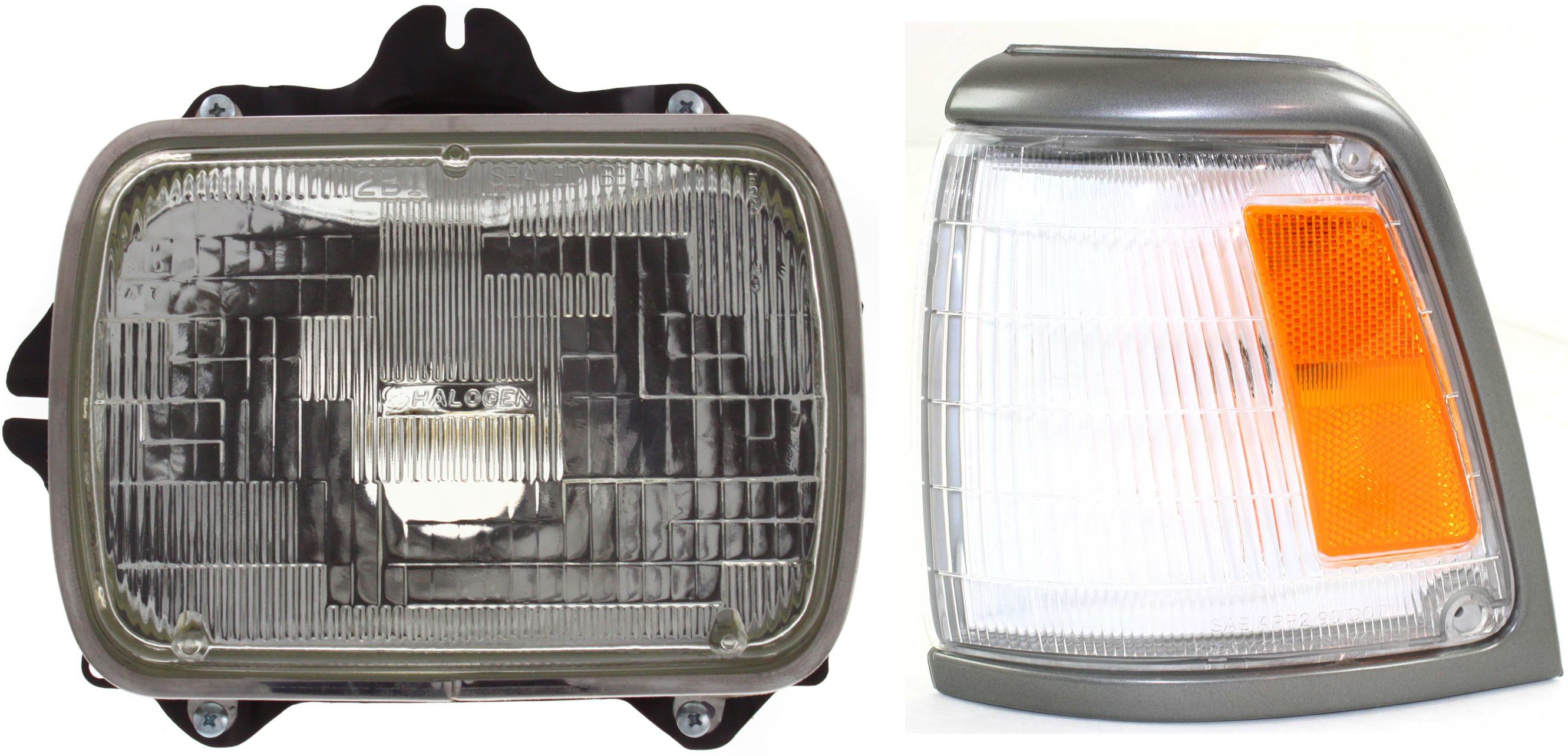 AM PICKUP 92-95 HEAD LAMP LH Assembly Halogen 2 pc Kit with Corner Light SKU KIT 120317-56 Partslink TO2500113 TO2520126 OEM 8115089155-8115080361-81620350