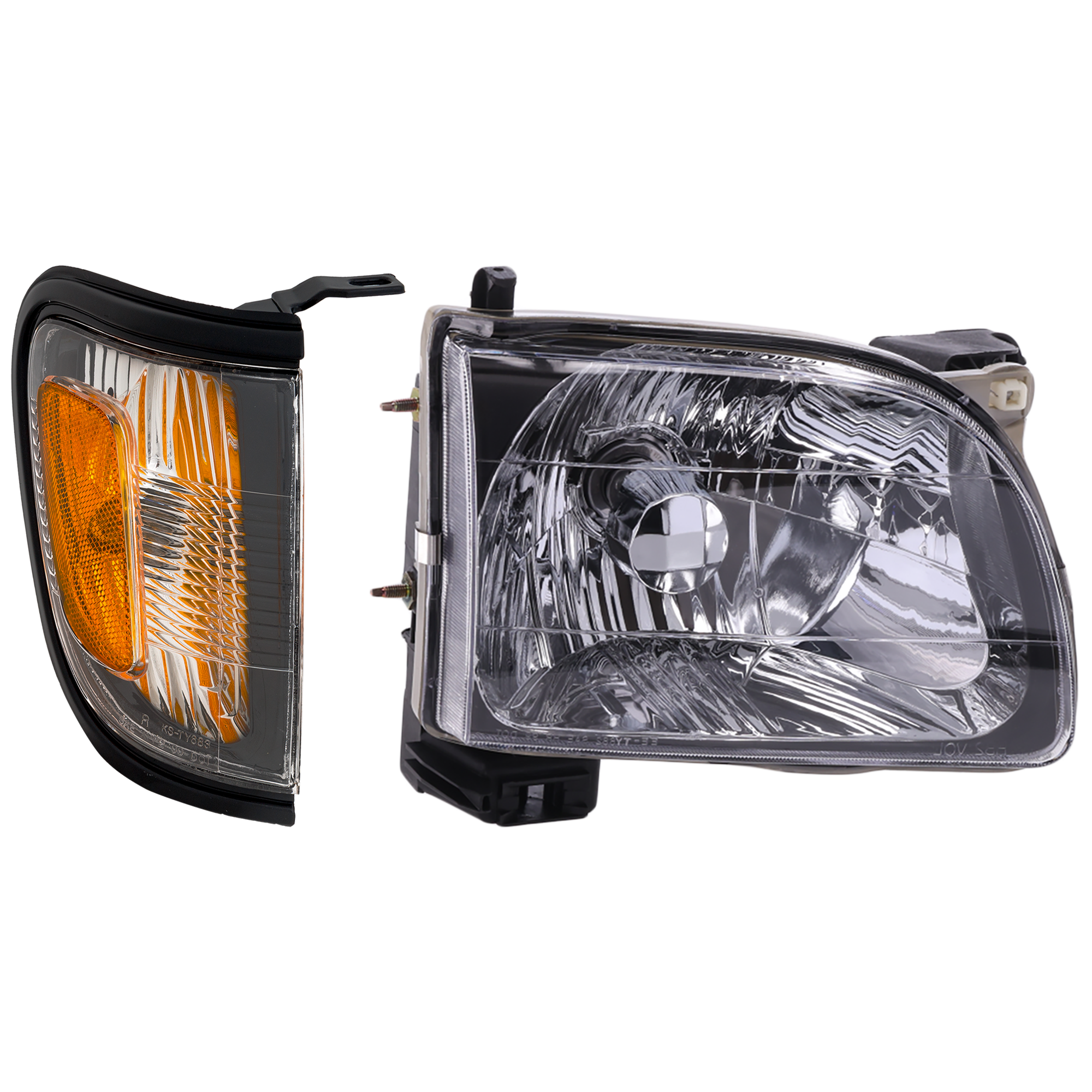 AM TACOMA 01-04 HEAD LAMP RH Assembly Halogen 2 pc Kit with Corner Light SKU KIT 120317-60 Partslink TO2503136 TO2521163 OEM 8111004110-8161004090C0