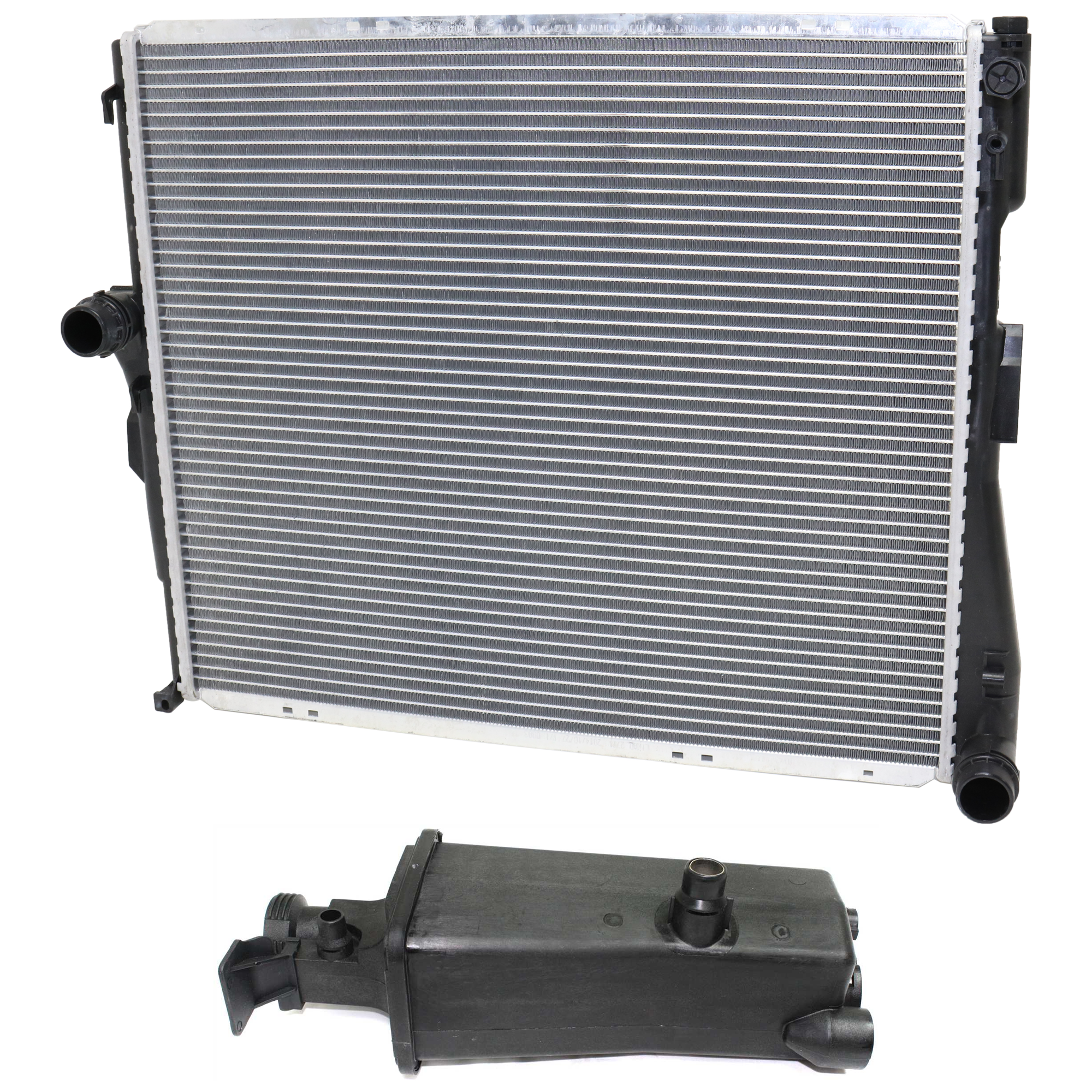 AM X3-04-06 RADIATOR 2 pc kit Aluminum Core 6 Cyl. 2.5L 3.0L Engine 1 Row Core w Coolant Tank SKU KIT 120622-01 Partslink BM3010143 BM3014102 OEM 17113400013-17117573781