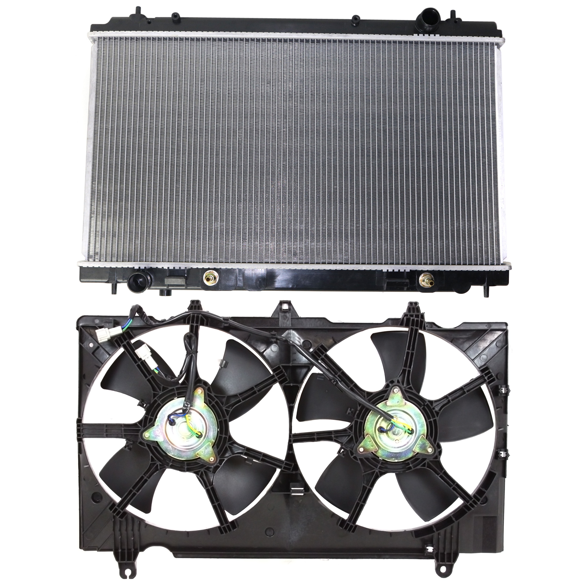AM NISSAN 350Z 07-09 RADIATOR AND FAN KIT 2 pc kit 6 Cyl 3.5L SKU KIT 120622-08 Partslink NI3115136 NI3010214 OEM 21481EV02B 21410EV00A