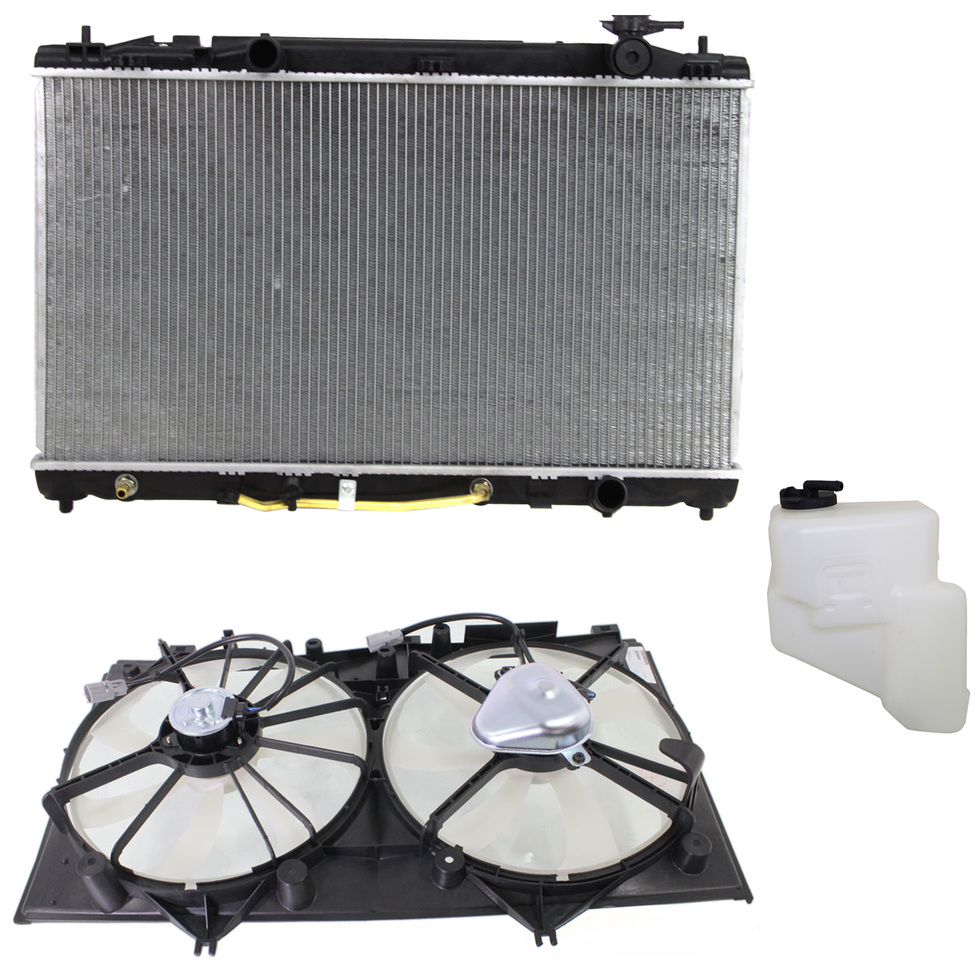 AM CAMRY 07-09 RADIATOR AND FAN KIT 3 pc kit 2.4L Eng. 4 Cyl with Coolant Tank Base CE LE SE XLE Models SKU KIT 120622-106 Partslink TO3115151 TO3014120 TO3010312 OEM 163630H010 PFM 164700P020-1640