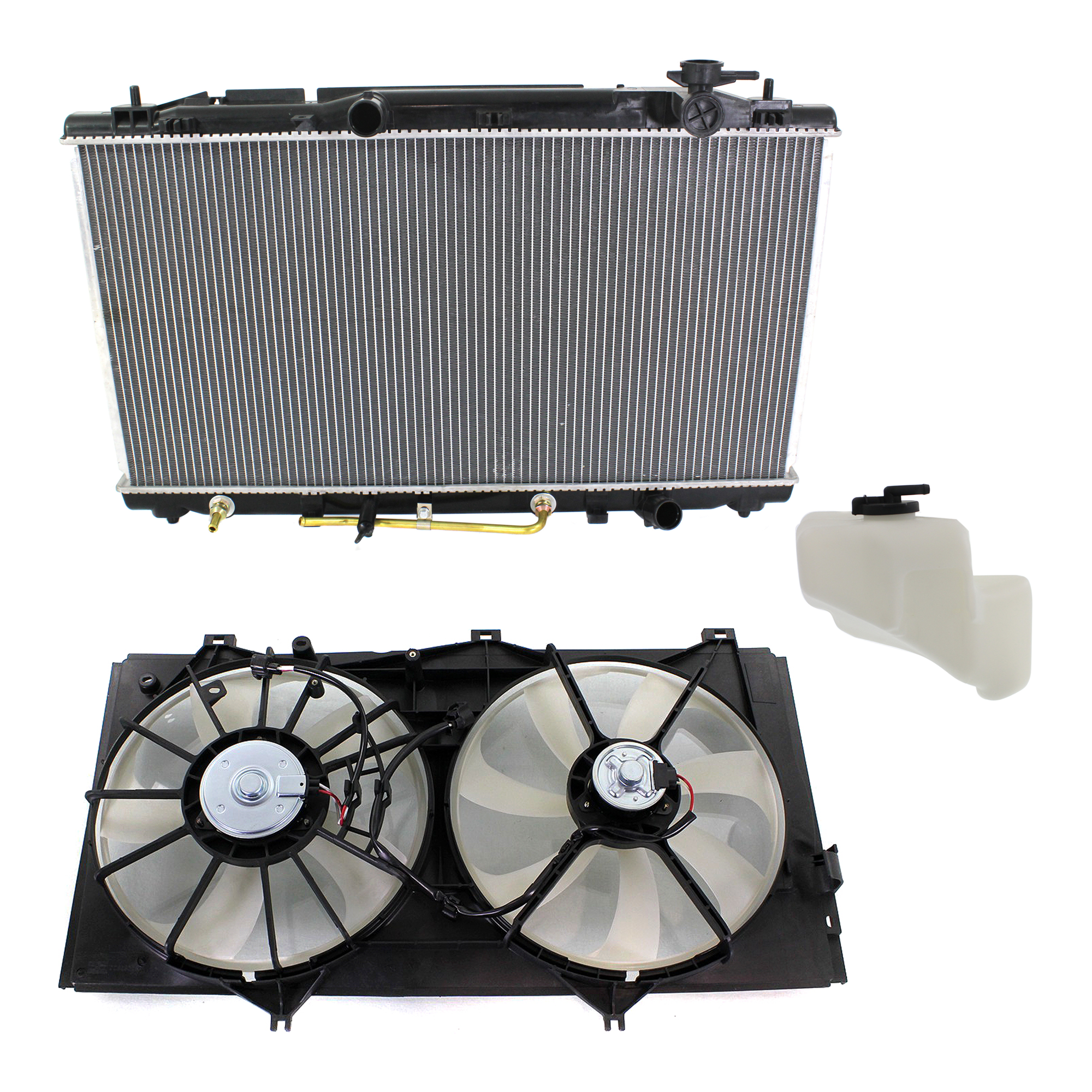 AM VENZA 09-16 RADIATOR AND FAN KIT 3 pc kit 6 Cyl 3.5L with Coolant Tank SKU KIT 120622-109 Partslink LX3115113 TO3014130 TO3010313 OEM 163630P030 PFM 164700P030-1640