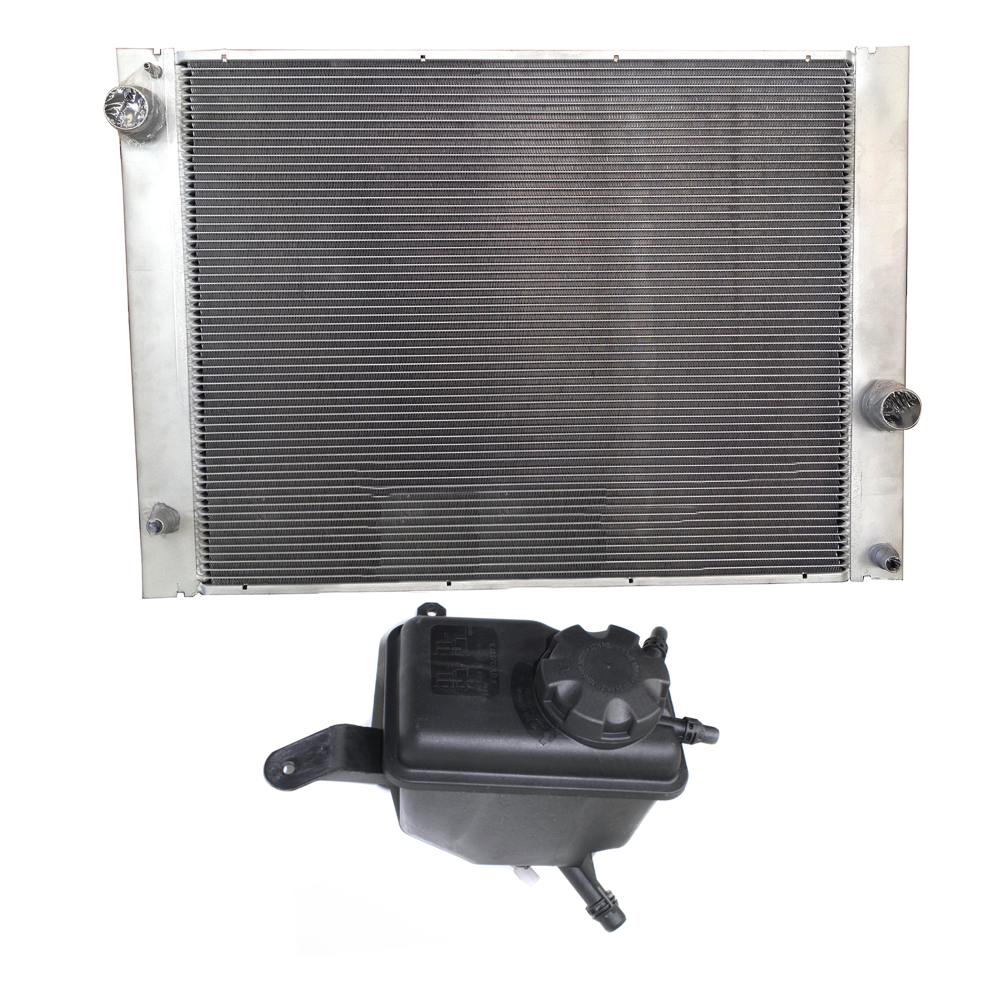 AM 5 SERIES 06-10 RADIATOR 2 pc kit 6 Cyl 3.0L with Coolant Tank SKU KIT 120622-110 Partslink BM3010153 BM3014107 OEM 17117534914-17137542986
