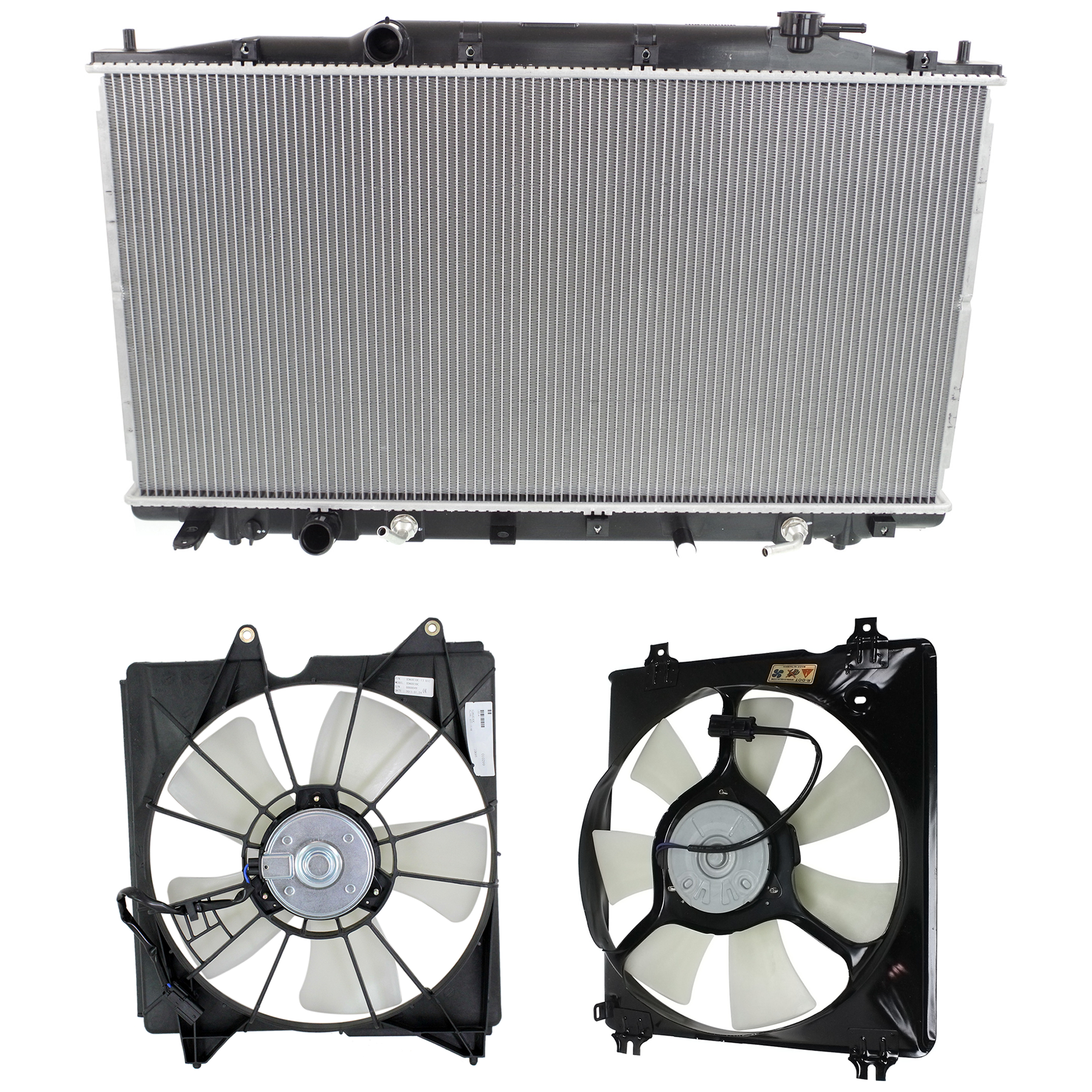 AM ACCORD 08-09 RADIATOR 3 pc kit 6 Cyl. 3.5L Engine Coupe with Cooling Fan Assemblies SKU KIT 120622-115 Partslink HO3010216 AC3010152 HO3113127 HO3115148 OEM 19010R70A53-19010R8AA51-38616R