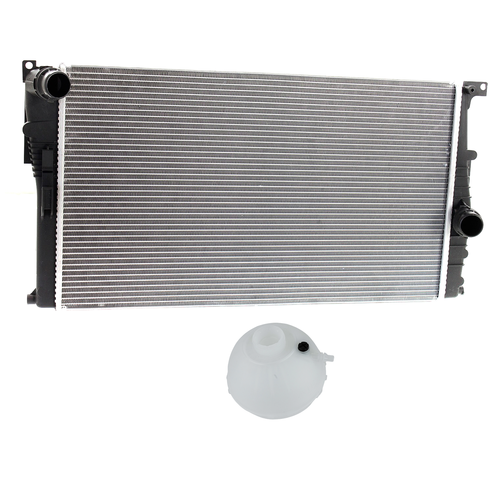 AM 3 SERIES 12-16 RADIATOR 2 pc kit 4 Cyl 2.0L with Coolant Tank SKU KIT 120622-12 Partslink BM3014112 BM3010174 OEM 17137642158-17118678027