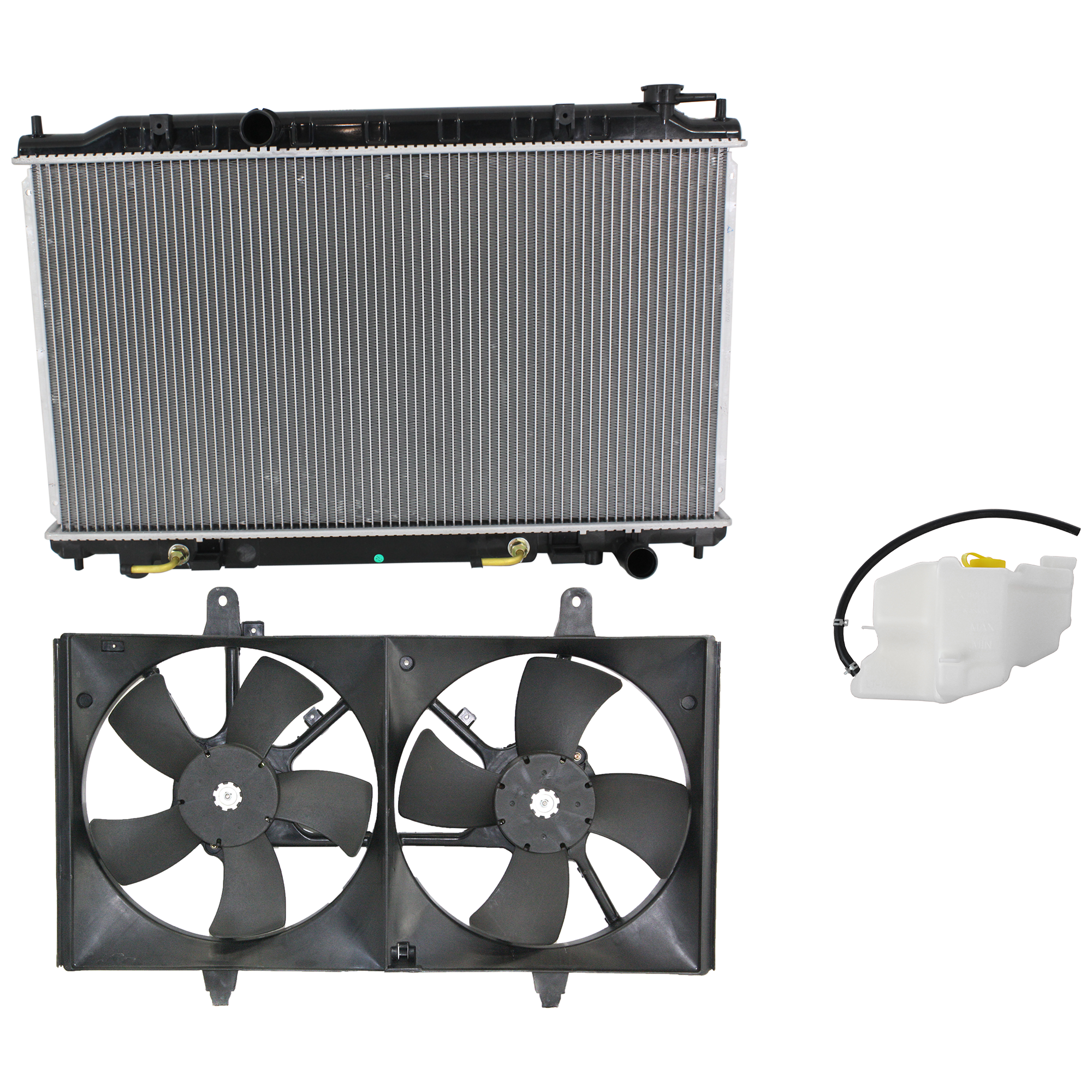 AM MAXIMA 07-08 RADIATOR AND FAN KIT 3 pc kit 6 Cyl 3.5L with Coolant Tank SKU KIT 120622-15 Partslink NI3115116 NI3014105 NI3010213 OEM 214818J110-217108J000-217105Z0