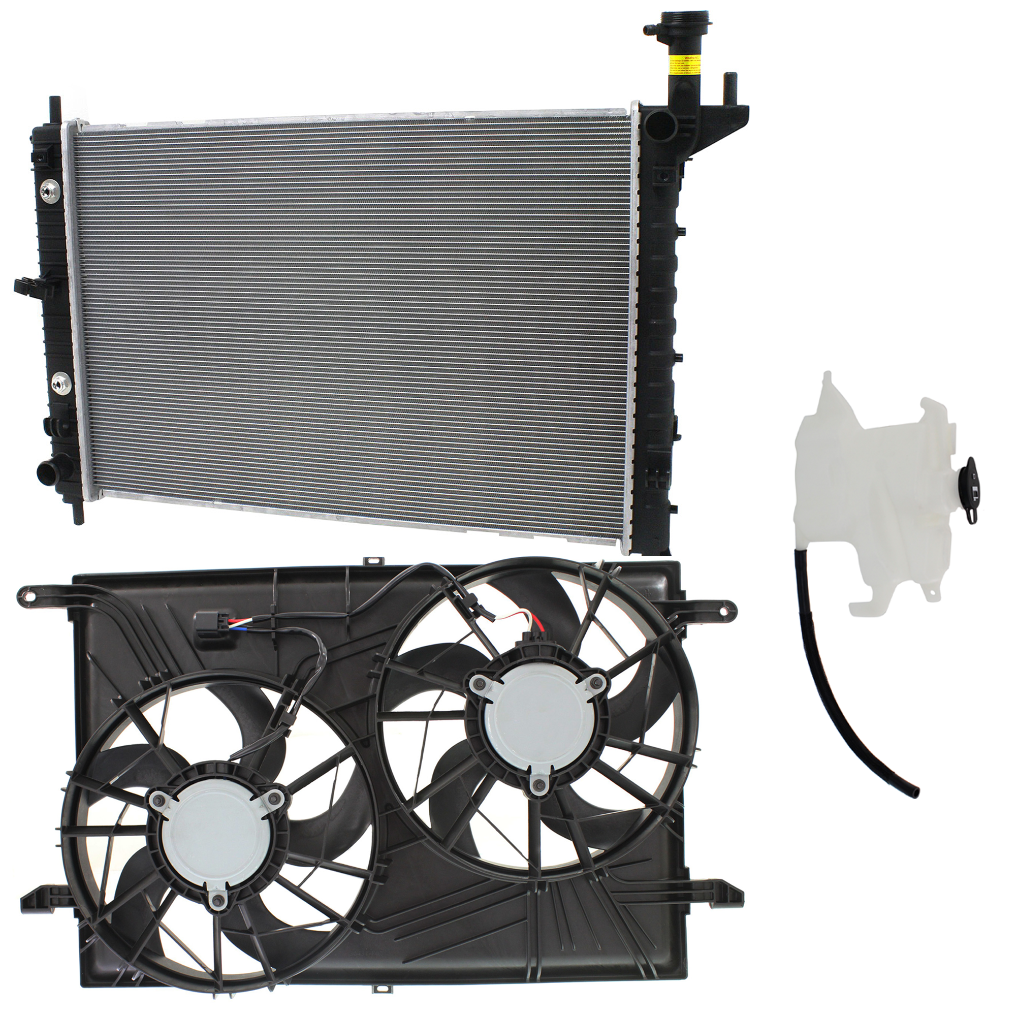 AM ENCLAVE TRAVERSE 15-17 RADIATOR AND FAN KIT 3 pc kit 6 Cyl 3.6L with Coolant Tank SKU KIT 120622-16 Partslink GM3115219 GM3014148 GM3010512 OEM 234-341-582-315-916-000-000-000-000