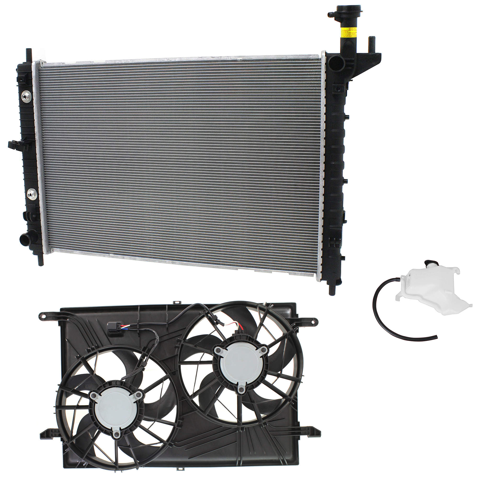 AM ACADIA 07-14 OUTLOOK 07-10 RADIATOR AND FAN KIT 3 pc kit 6 Cyl 3.6L with Coolant Tank SKU KIT 120622-17 Partslink GM3115219 GM3014105 GM3010512 OEM 23434158-25846051-23347008-208